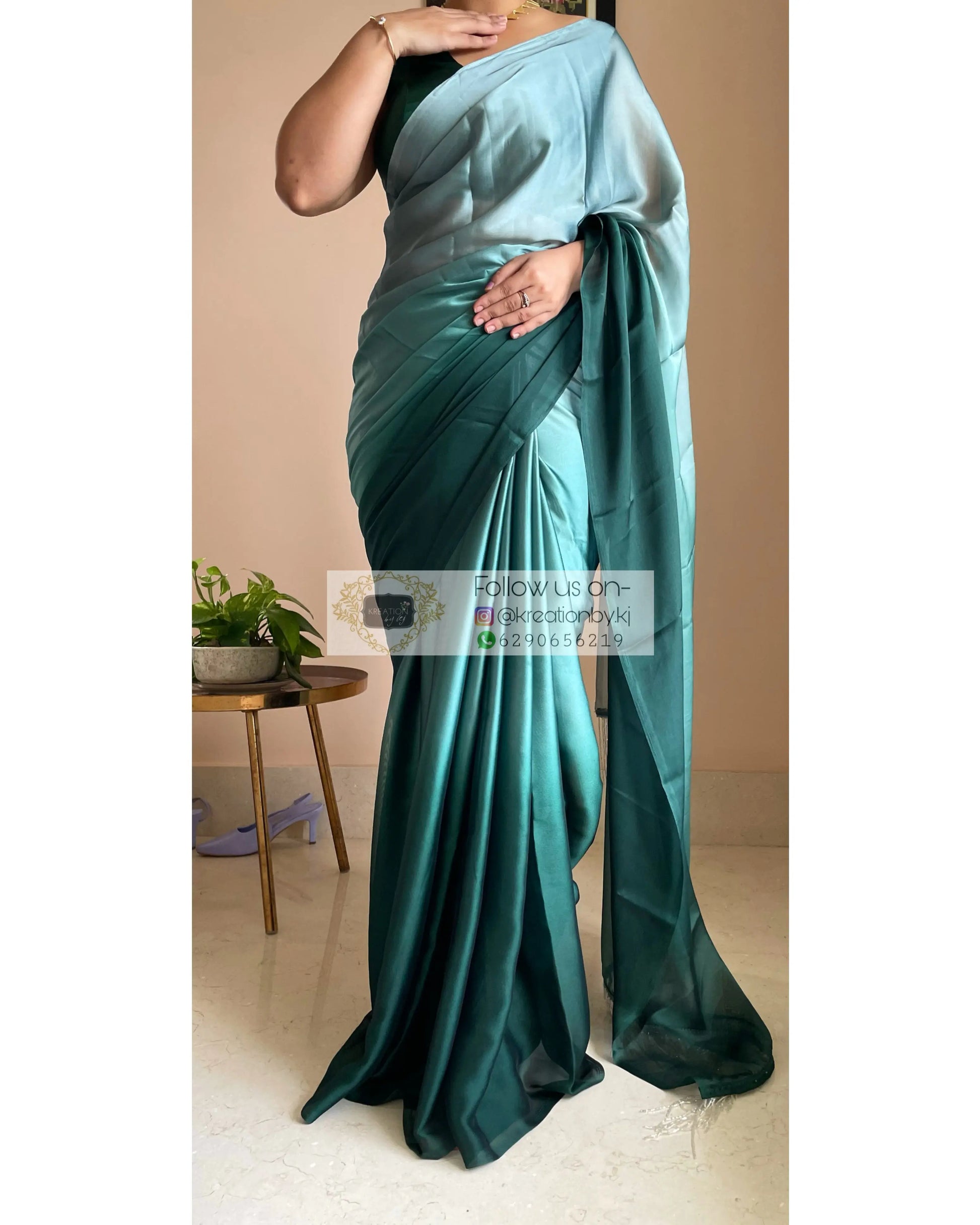 Agate Ombré Georgette Cocktail Saree kreationbykj