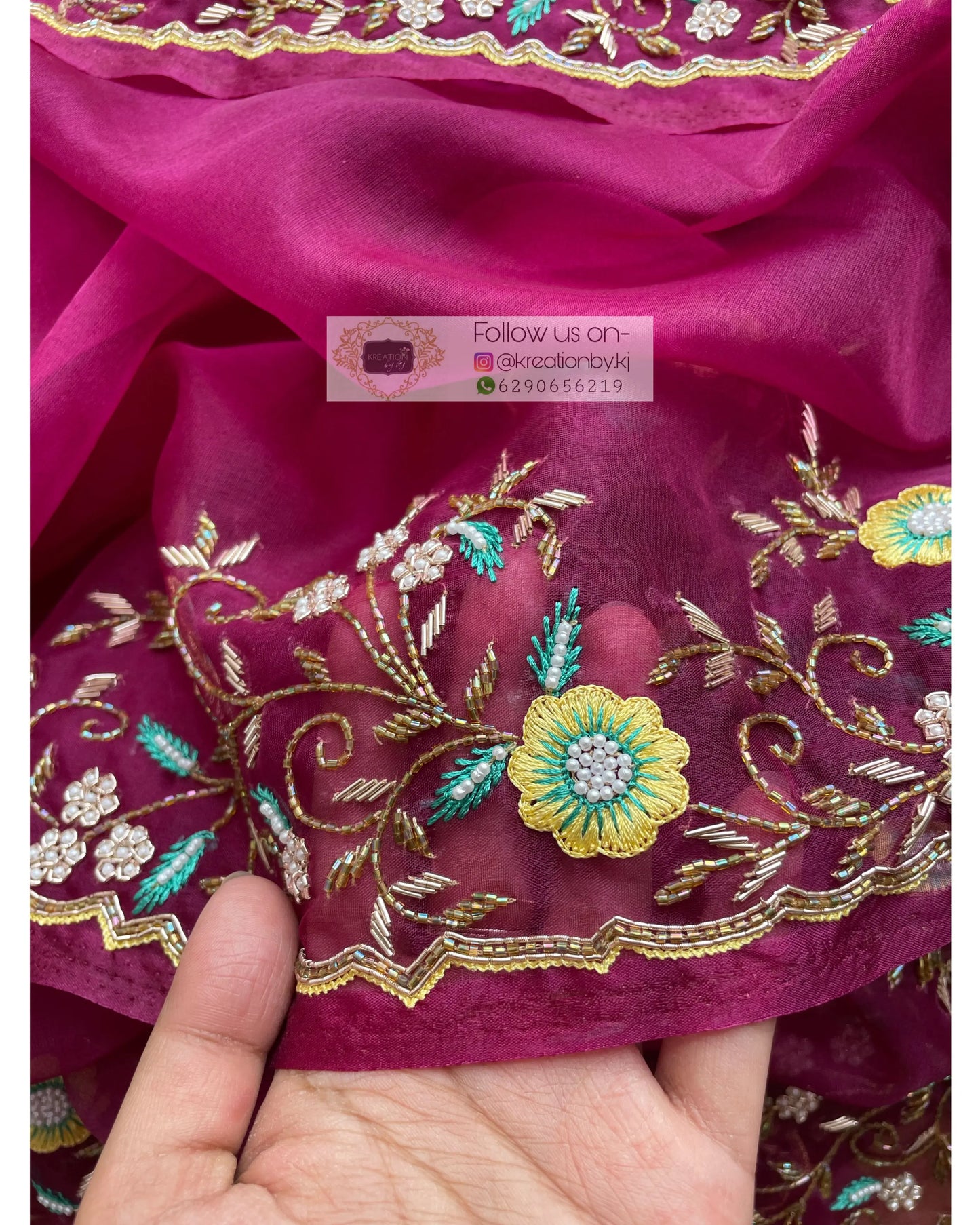 Pankhuri Wine Organza Saree - kreationbykj