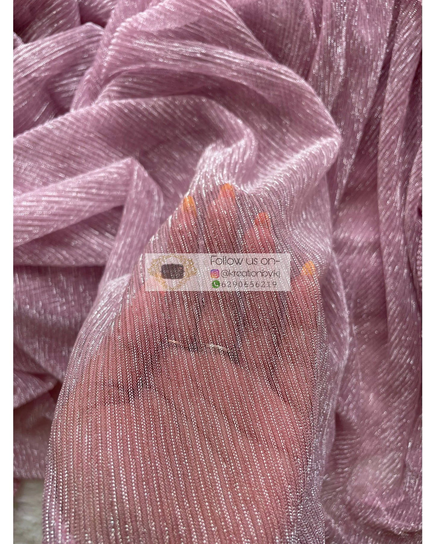 Lilac Shimmer Pleated Net Saree For Romantic Date kreationbykj