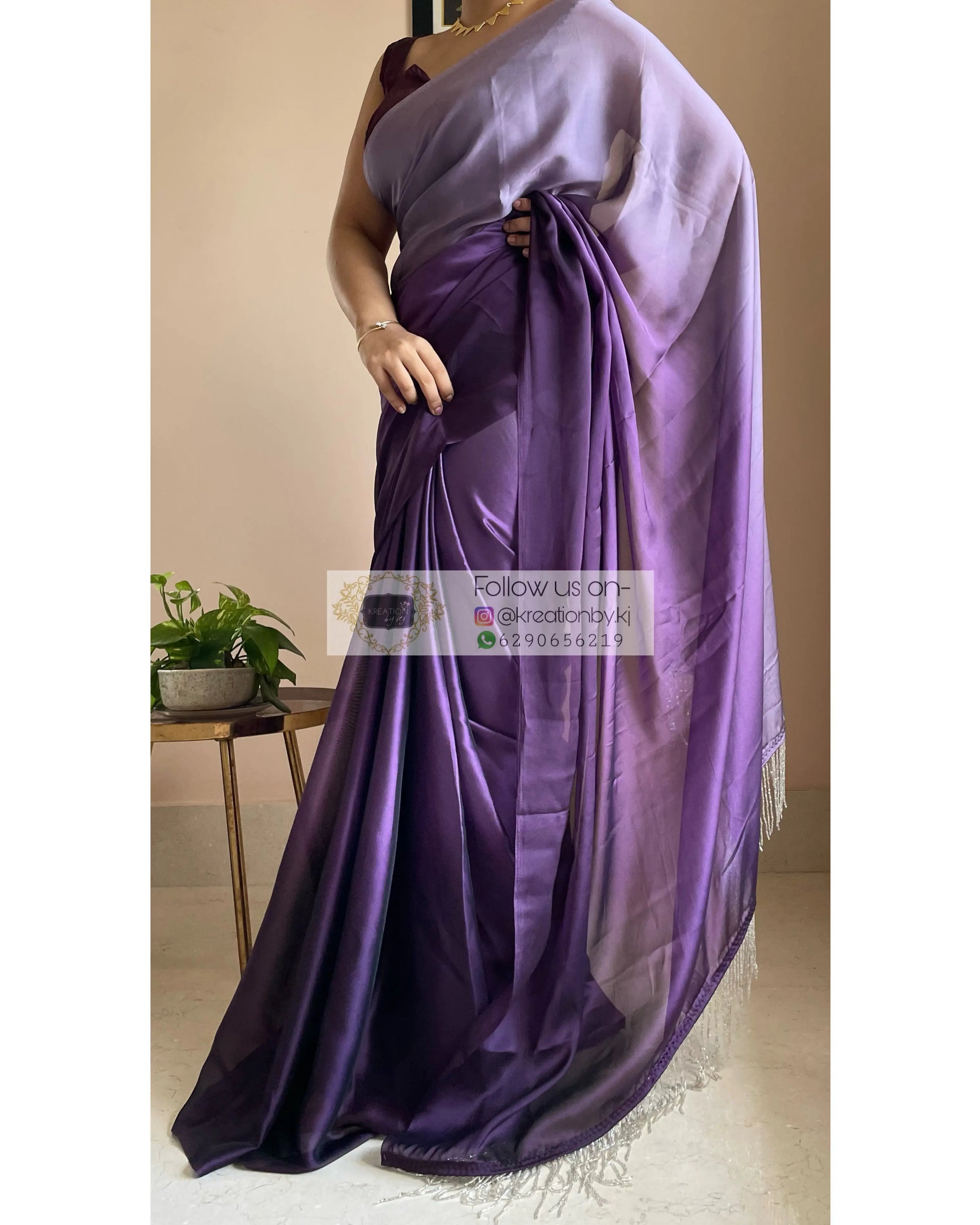 Amethyst Ombré Georgette Saree Bridesmaid kreationbykj