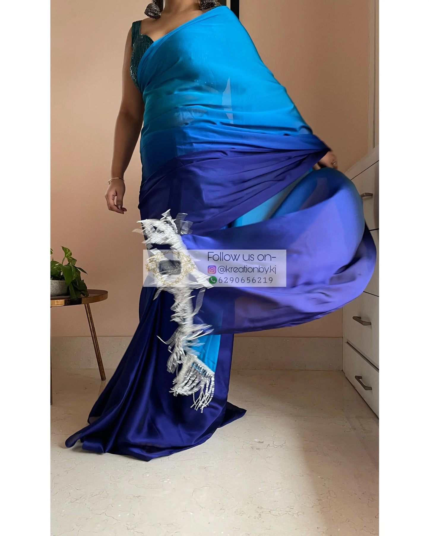 Siyahi Ombré Georgette Saree kreationbykj