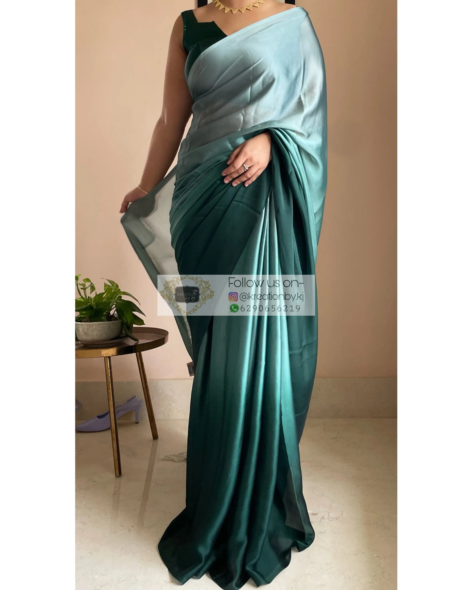 Agate Ombré Georgette Cocktail Saree kreationbykj