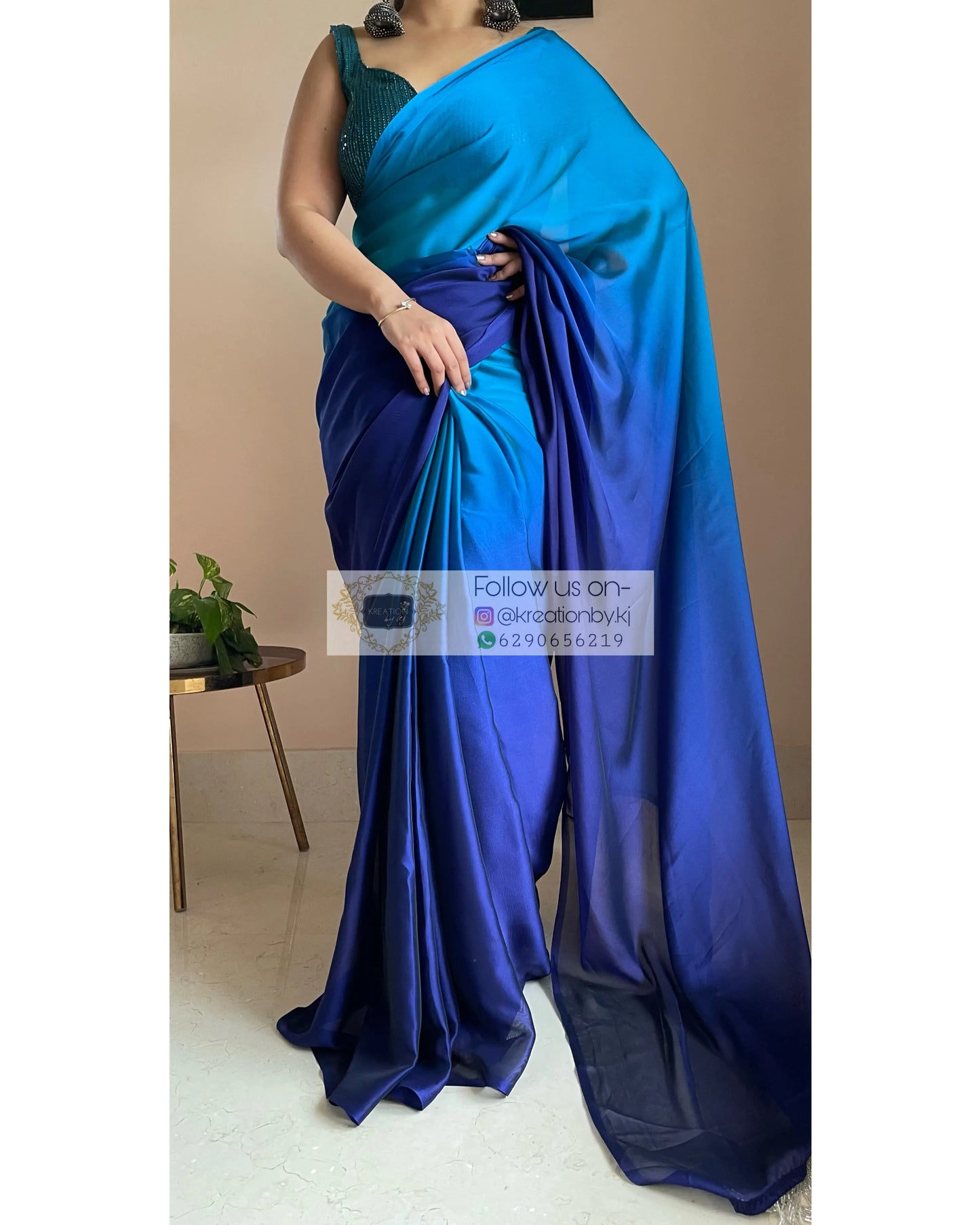 Siyahi Ombré Georgette Saree kreationbykj