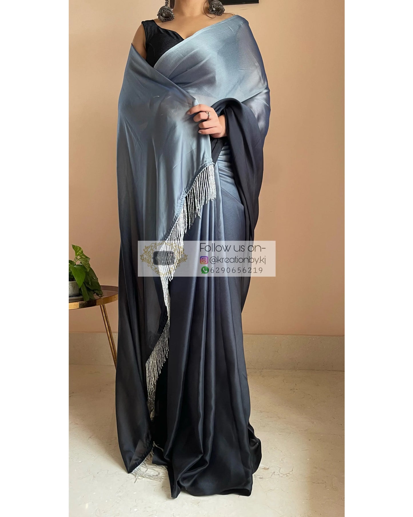 Badra Bahar Ombré Georgette Cocktail Saree kreationbykj