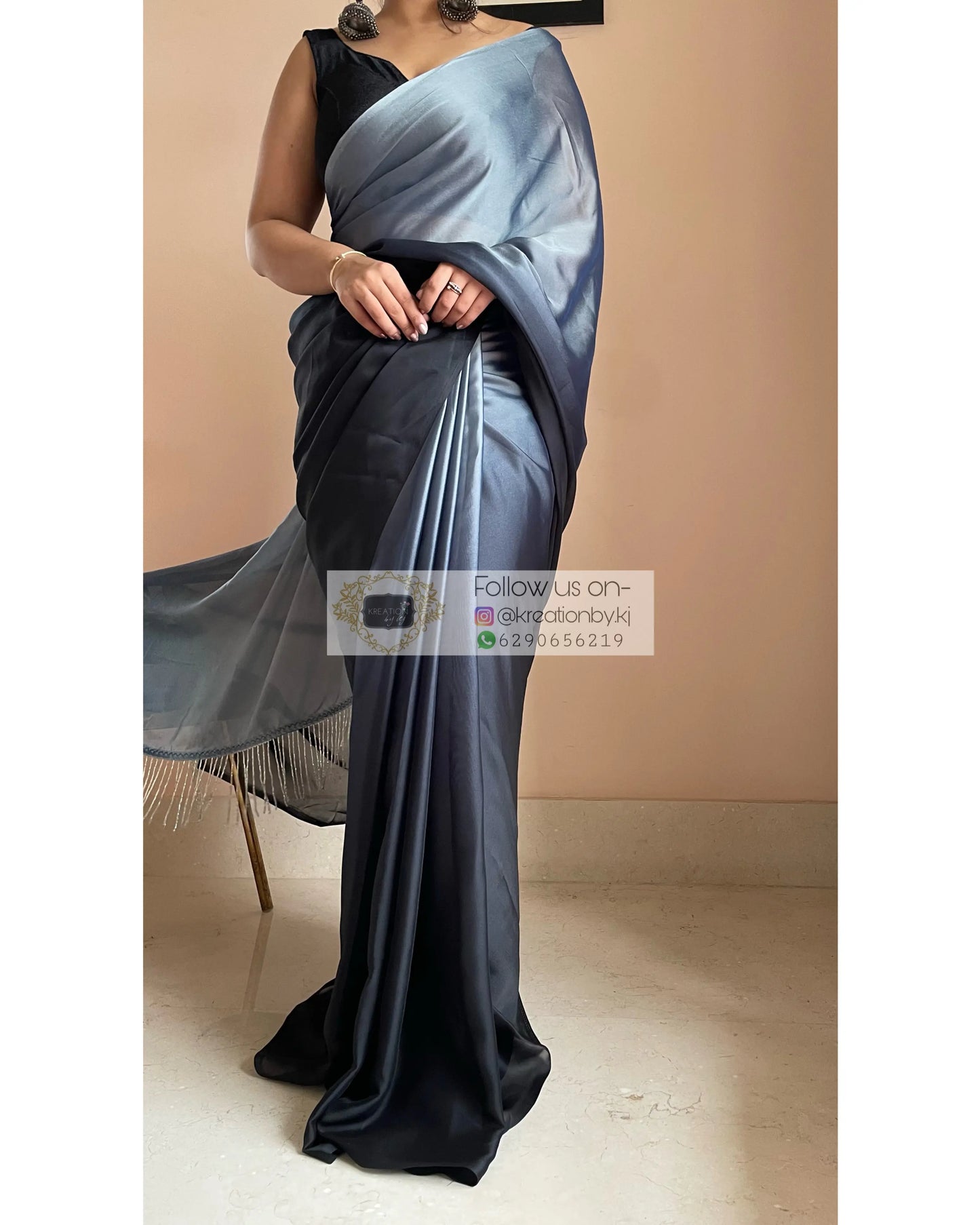 Badra Bahar Ombré Georgette Cocktail Saree kreationbykj