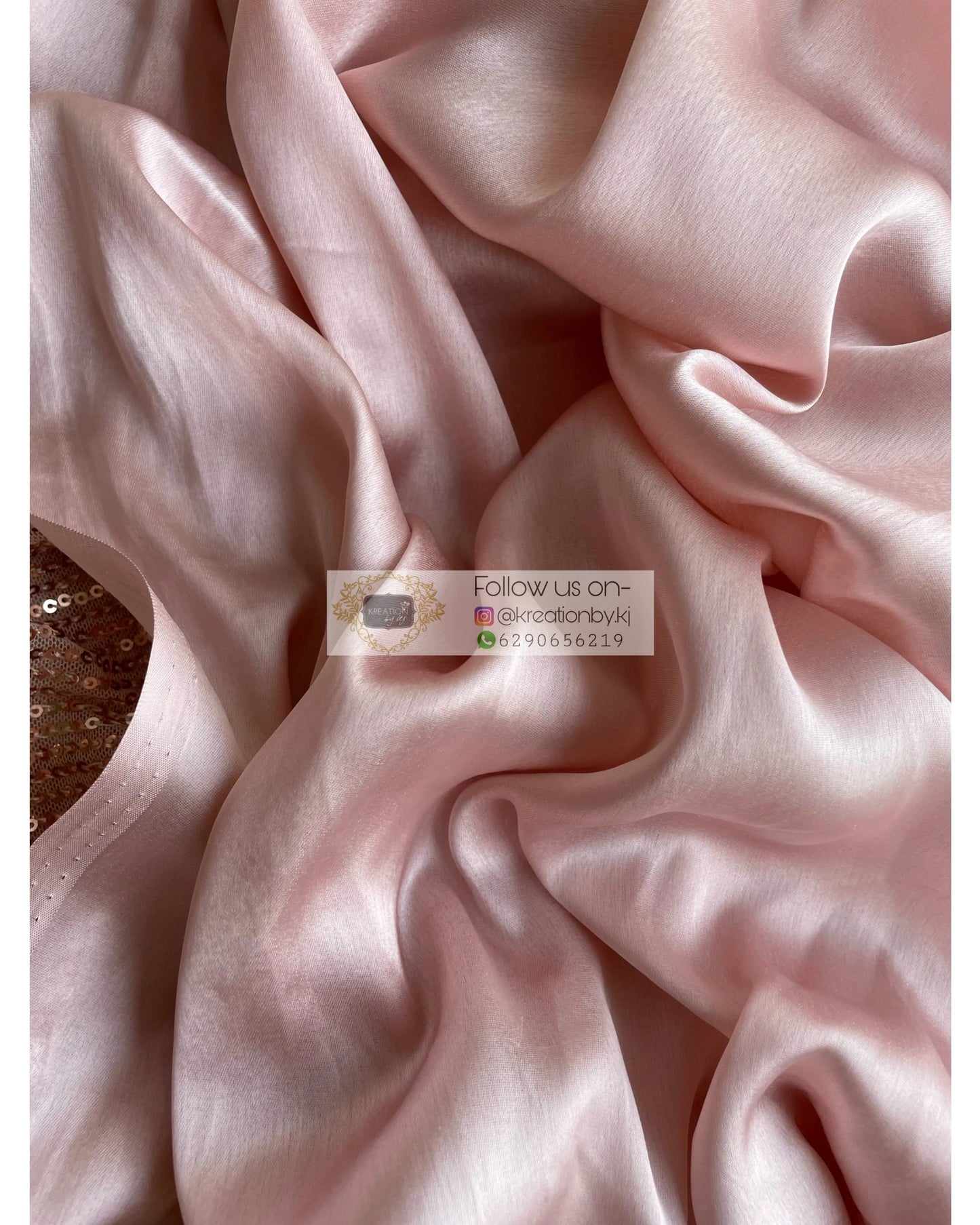 Beige Sequins Half Saree kreationbykj