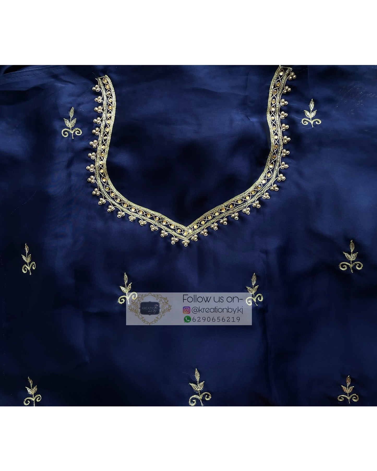 Navy Blue Crepe Silk Zarina Saree - kreationbykj