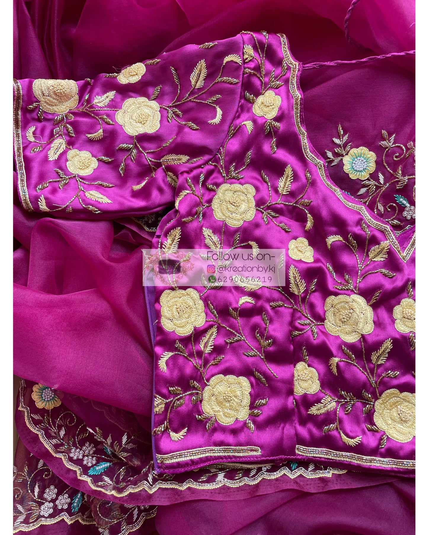 Pankhuri Wine Organza Saree - kreationbykj
