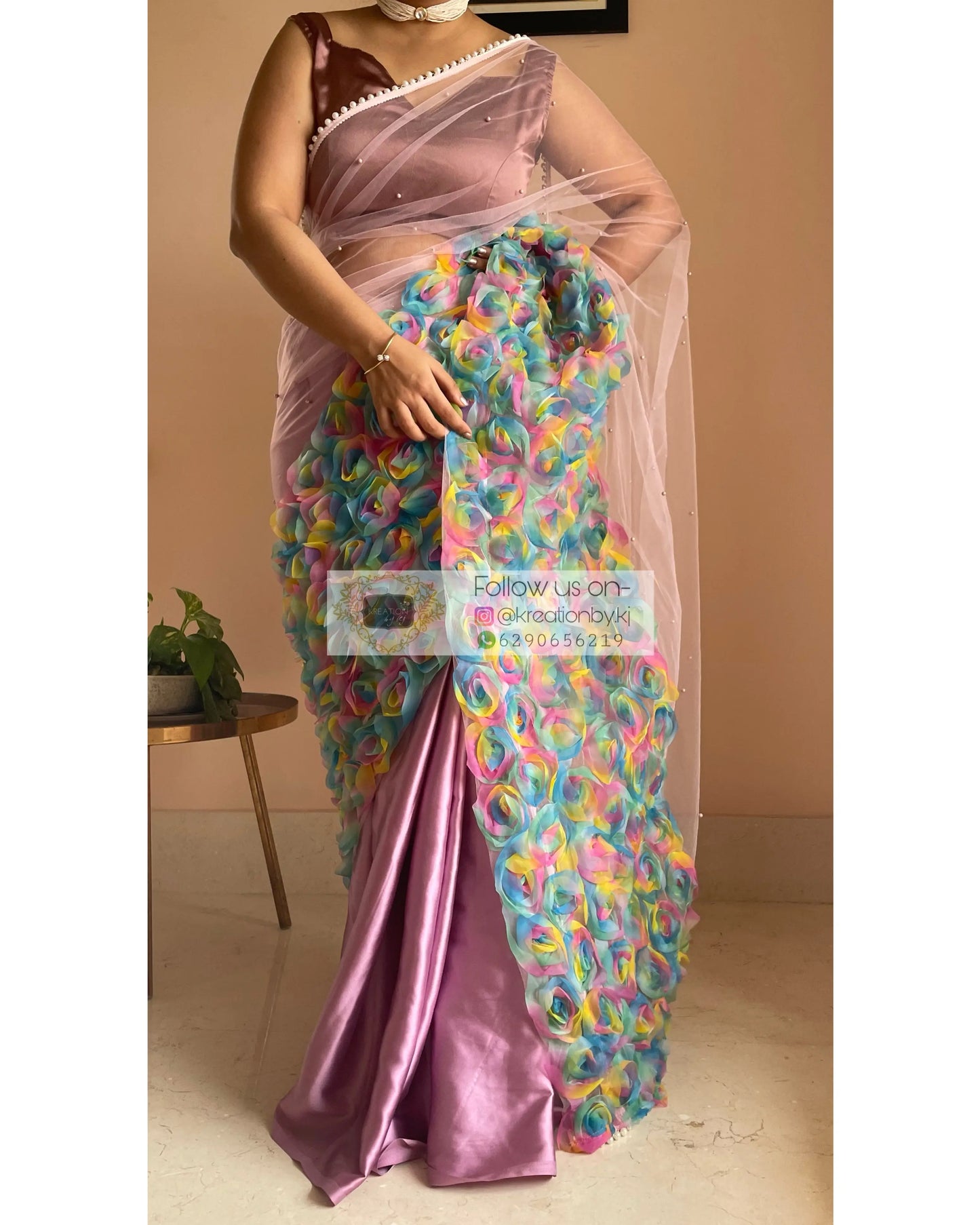 Unicorn Drama Queen Net Saree kreationbykj