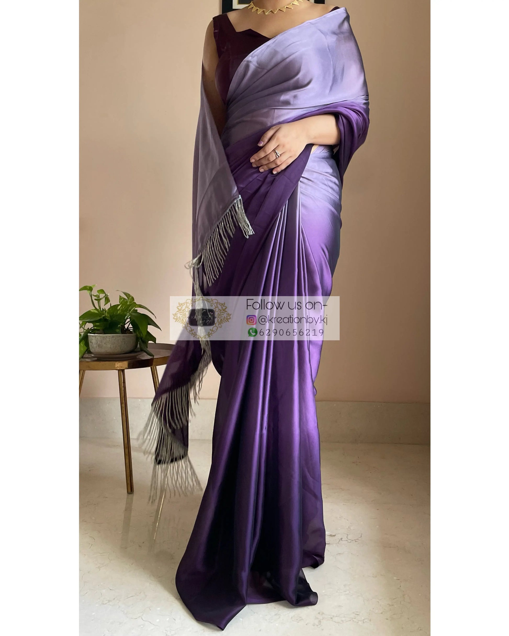 Amethyst Ombré Georgette Saree Bridesmaid kreationbykj