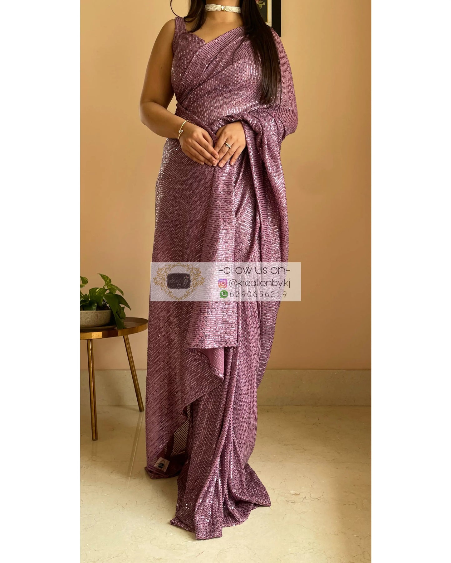 Mauve Sequins Saree kreationbykj