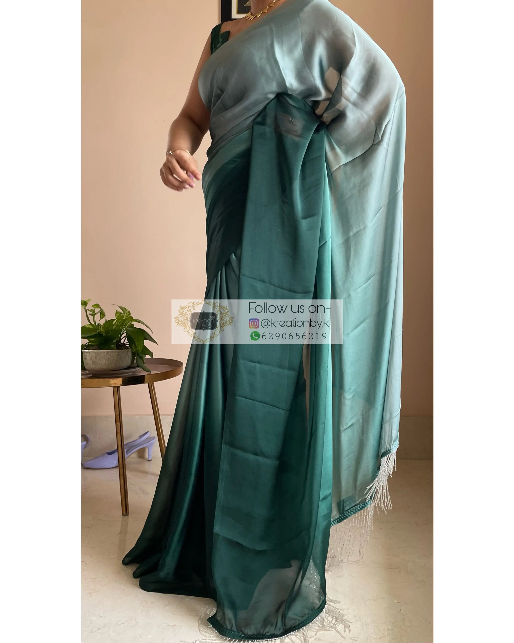 Agate Ombré Georgette Cocktail Saree kreationbykj