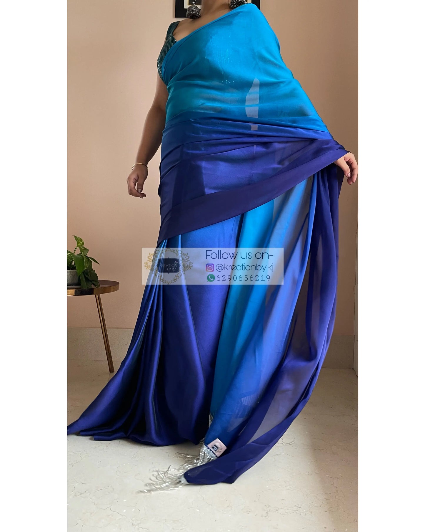 Siyahi Ombré Georgette Saree kreationbykj