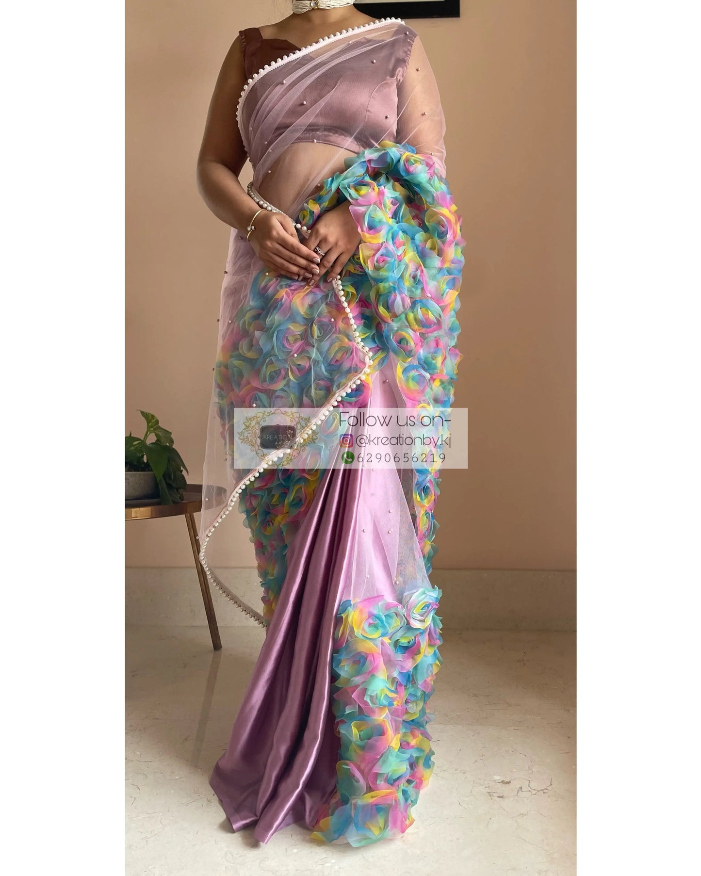 Unicorn Drama Queen Net Saree kreationbykj