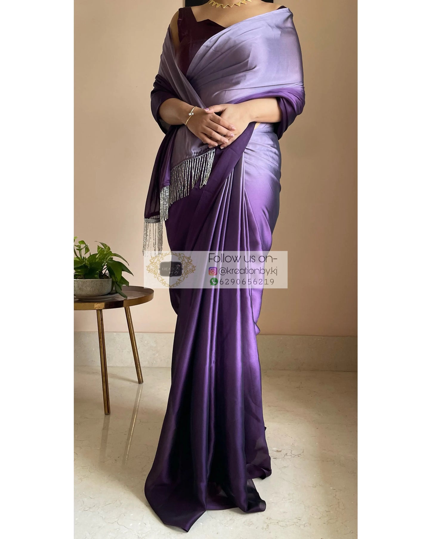 Amethyst Ombré Georgette Saree Bridesmaid kreationbykj