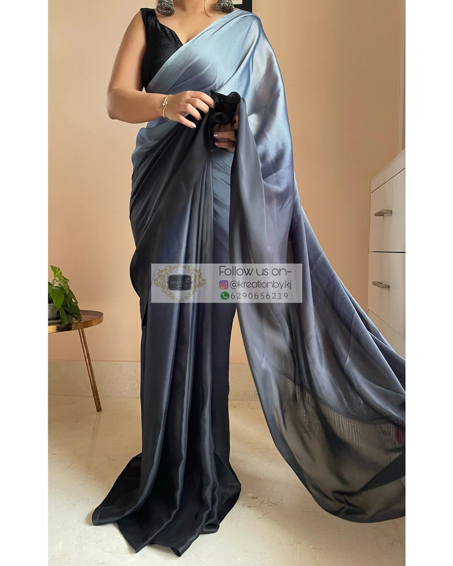 Badra Bahar Ombré Georgette Cocktail Saree kreationbykj