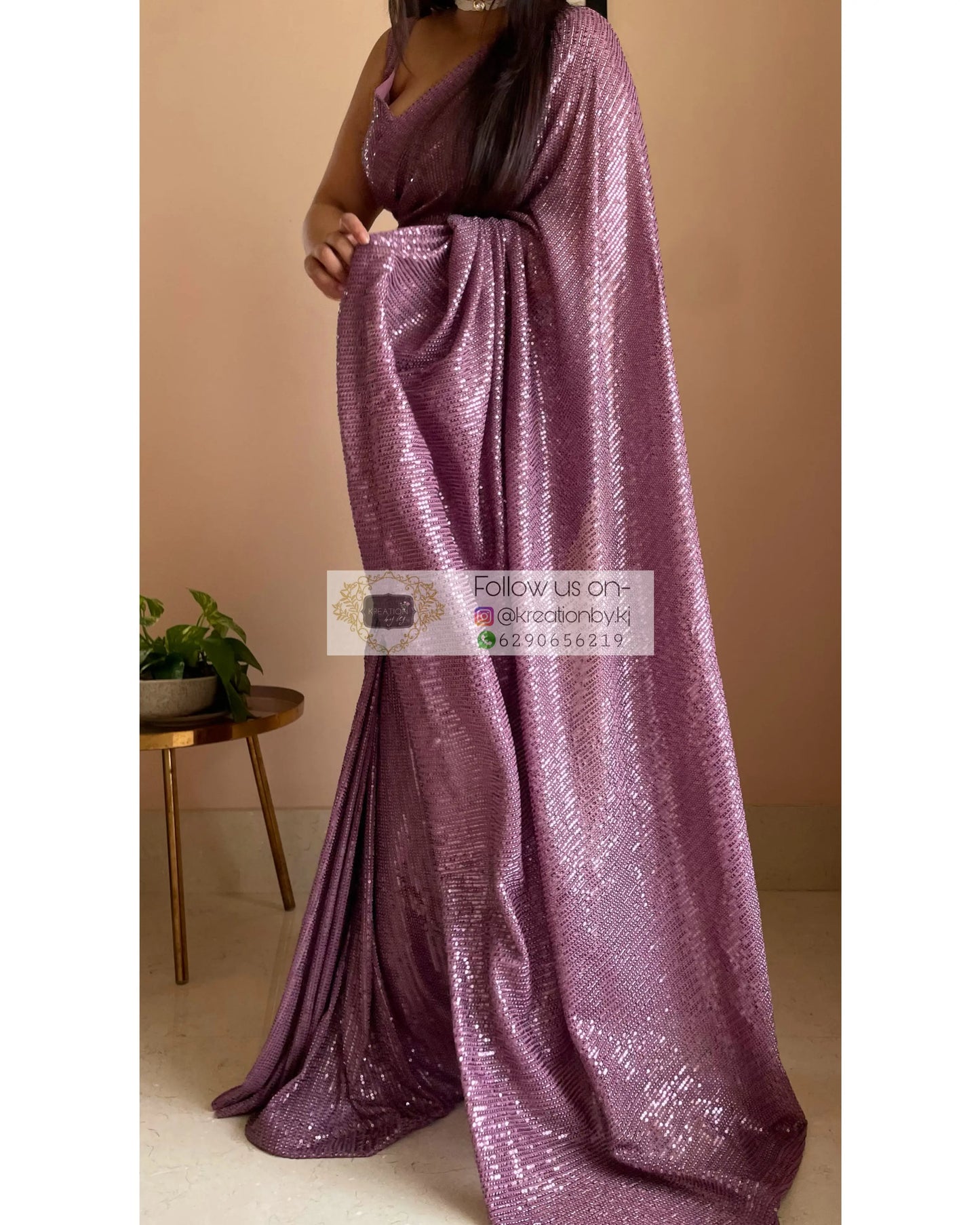 Mauve Sequins Saree kreationbykj