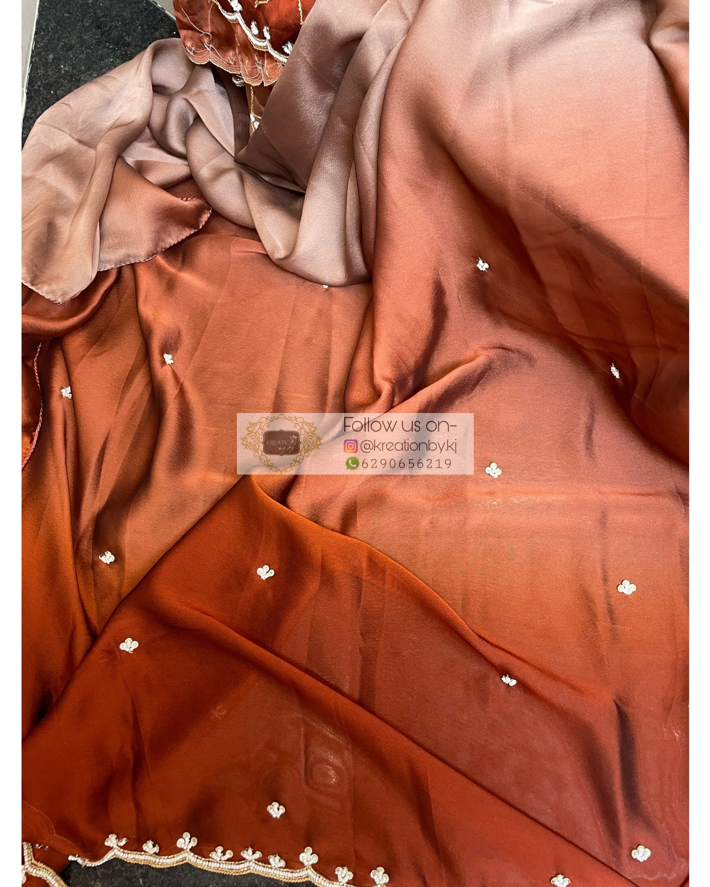 Espresso Martini Ombré Cutdana Mehraab Jaal  Designer Saree kreationbykj