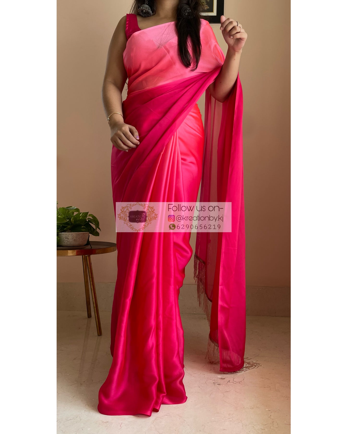 Barbie Pink Ombré Saree