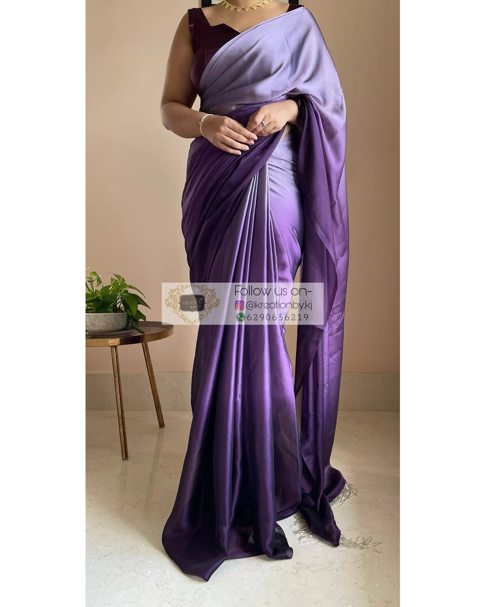 Amethyst Ombré Georgette Saree Bridesmaid kreationbykj