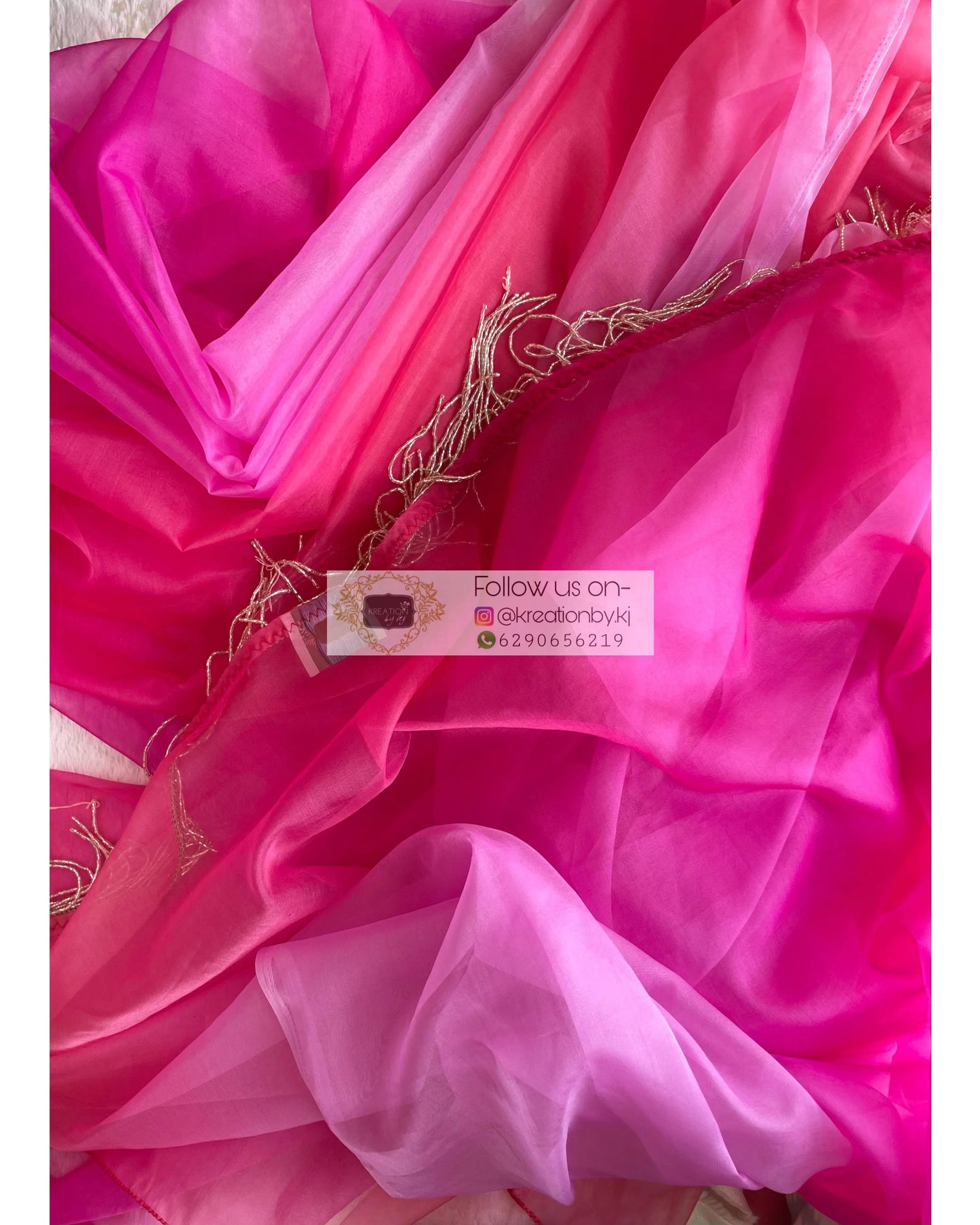 Malibu Barbie Ombré Organza Saree kreationbykj