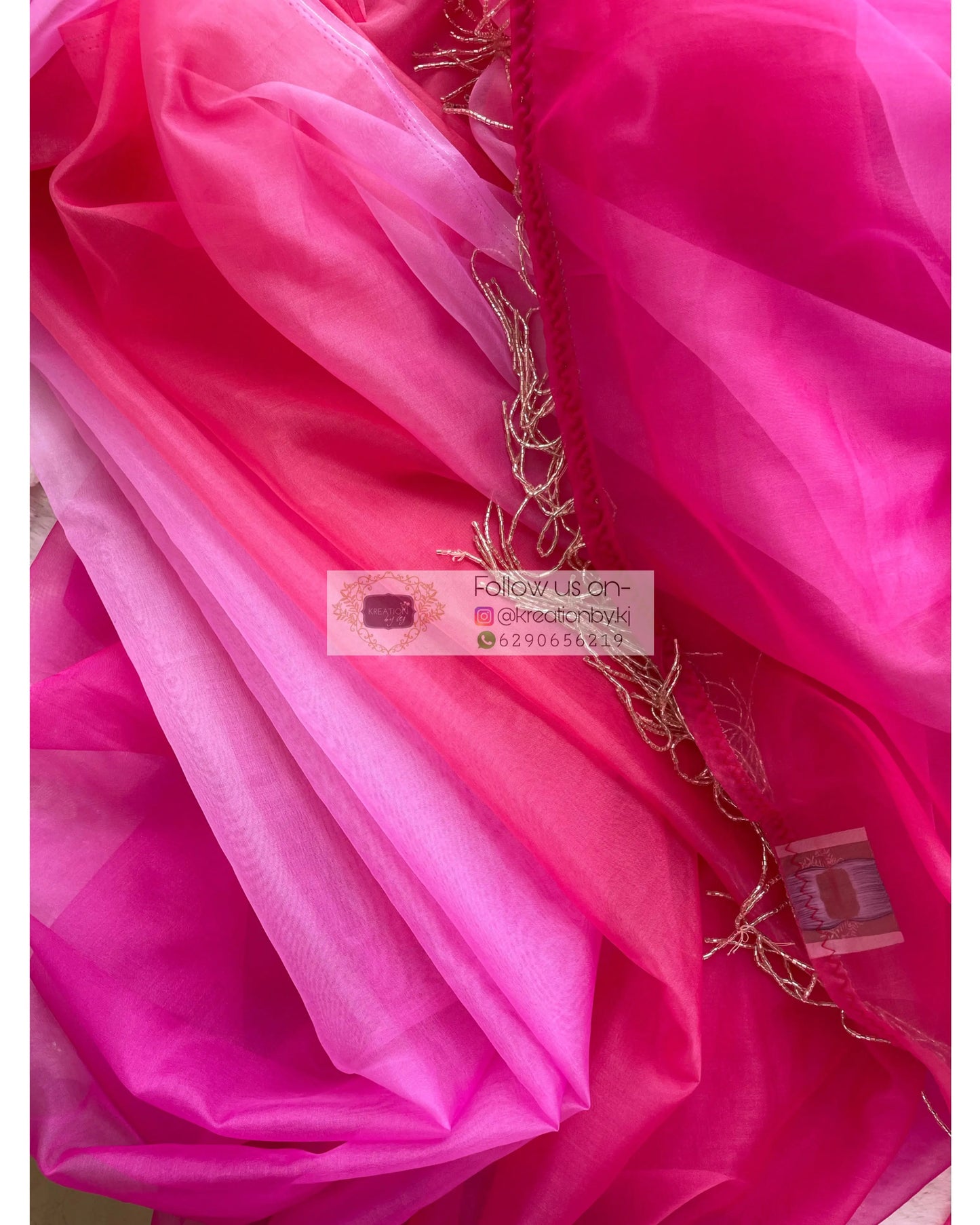 Malibu Barbie Ombré Organza Saree kreationbykj