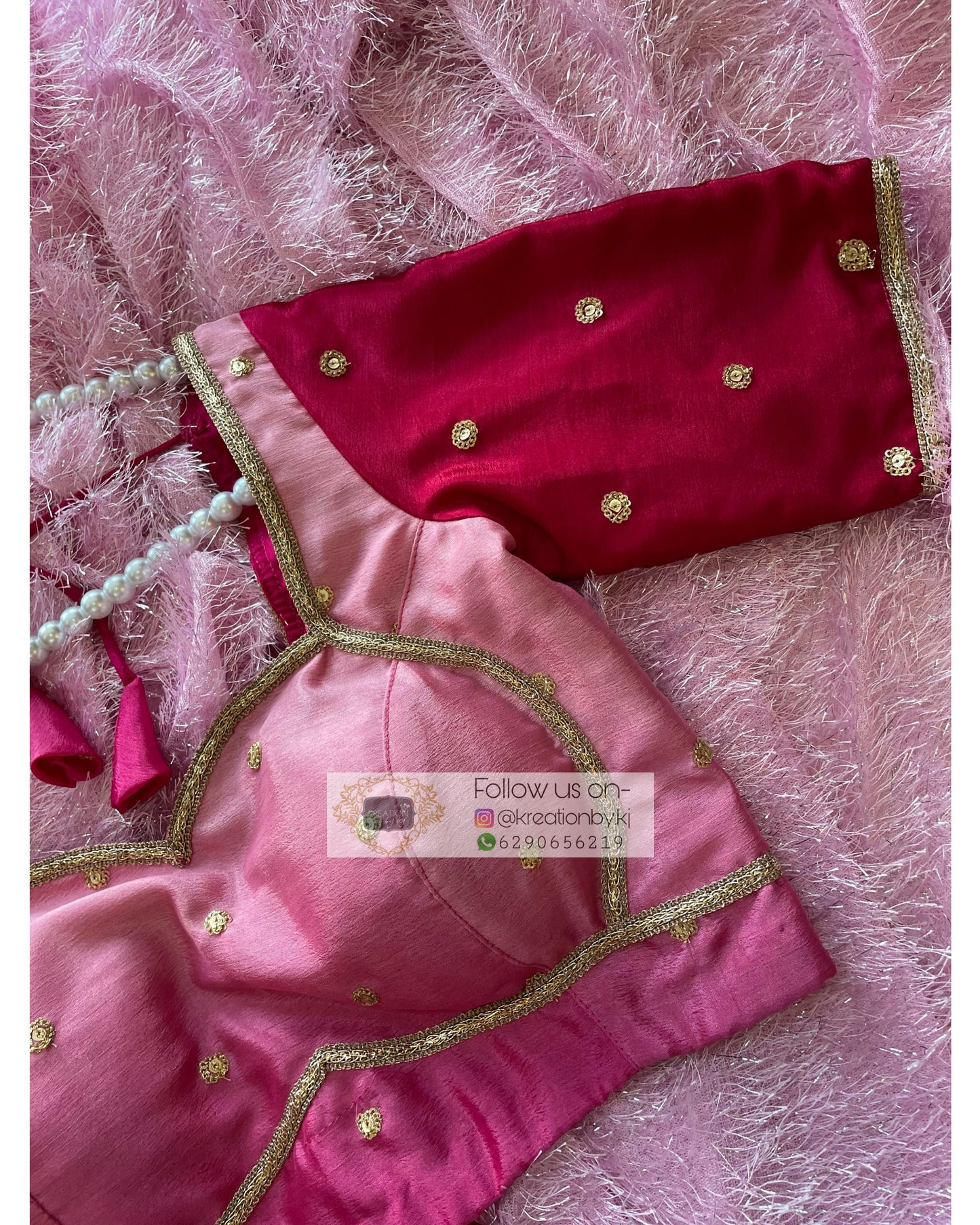 Pink Ombré Darbari Cut Blouse kreationbykj