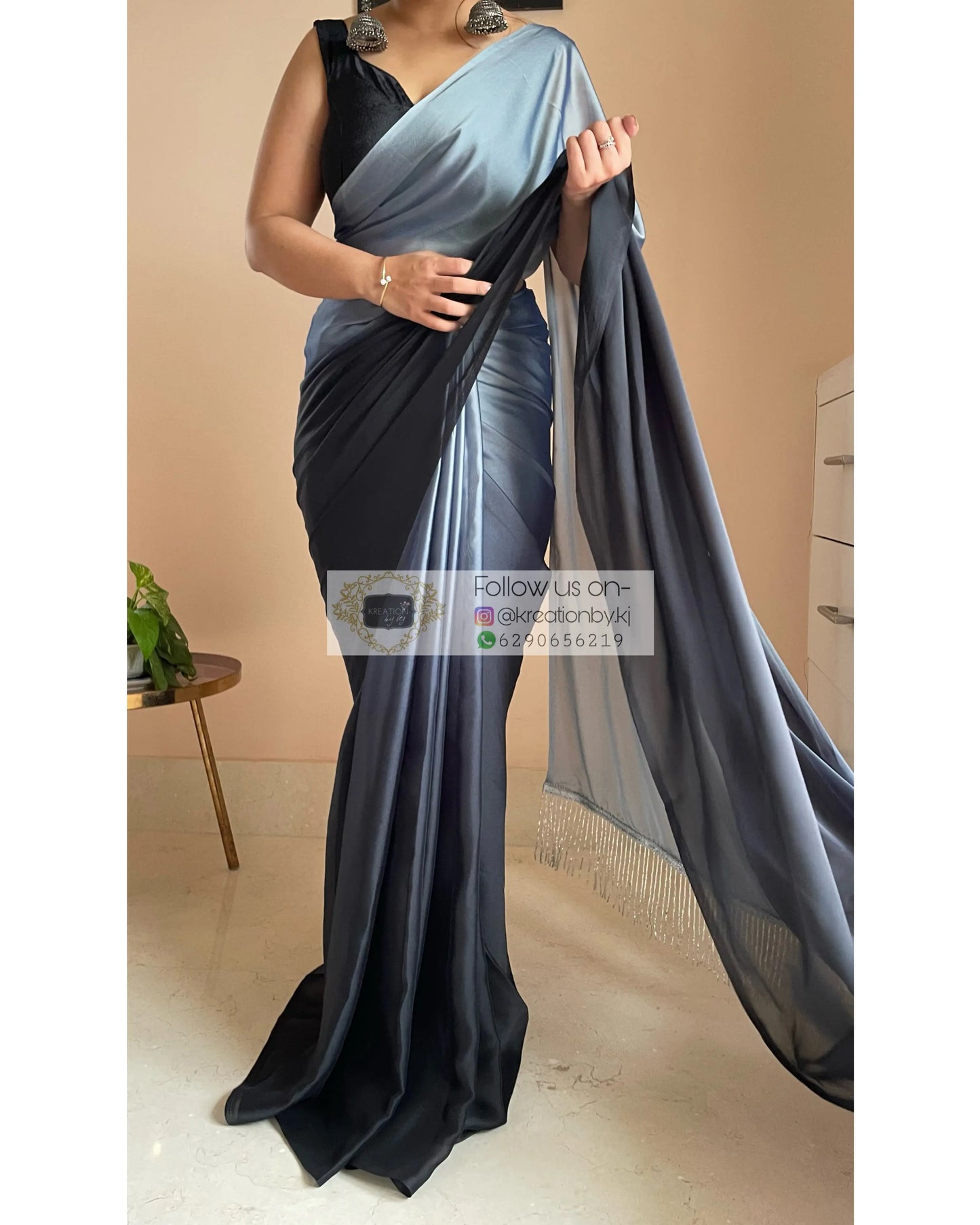 Badra Bahar Ombré Georgette Cocktail Saree kreationbykj