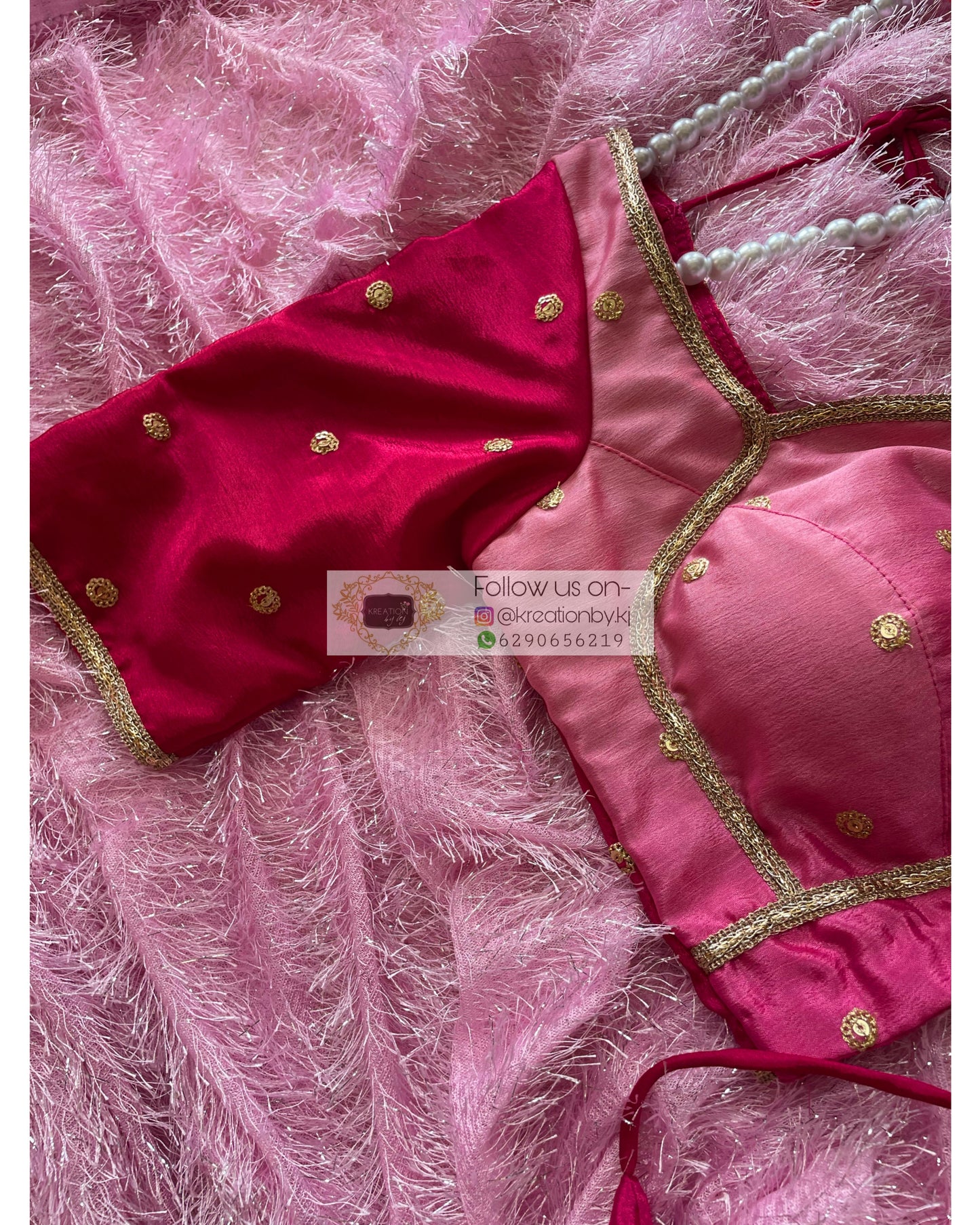 Pink Ombré Darbari Cut Blouse kreationbykj