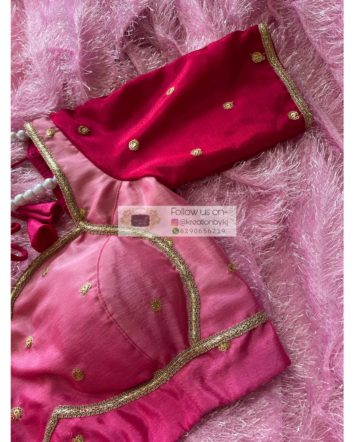 Pink Ombré Darbari Cut Blouse kreationbykj