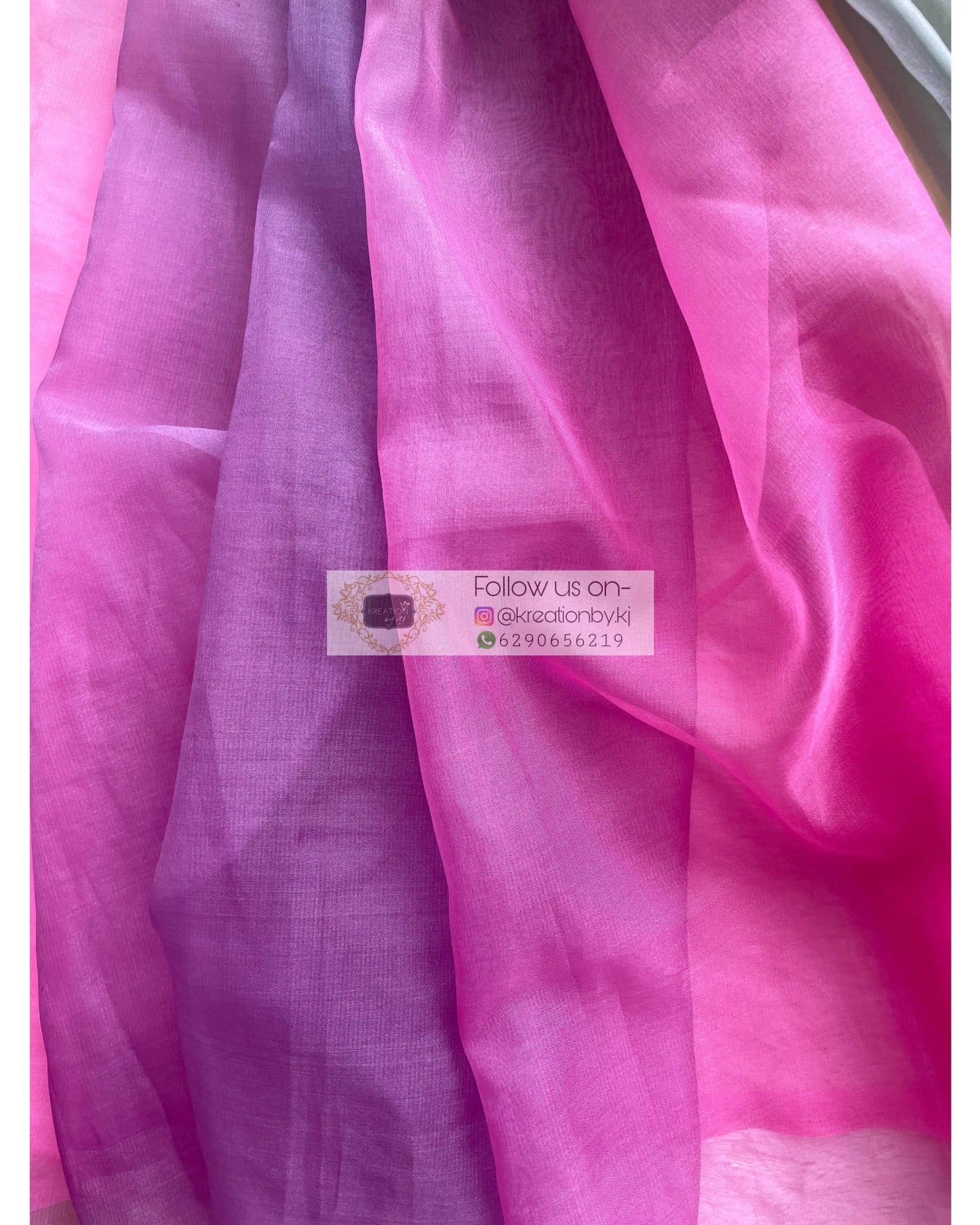 Marshmallow Martini Ombré Organza Saree for Farewell kreationbykj