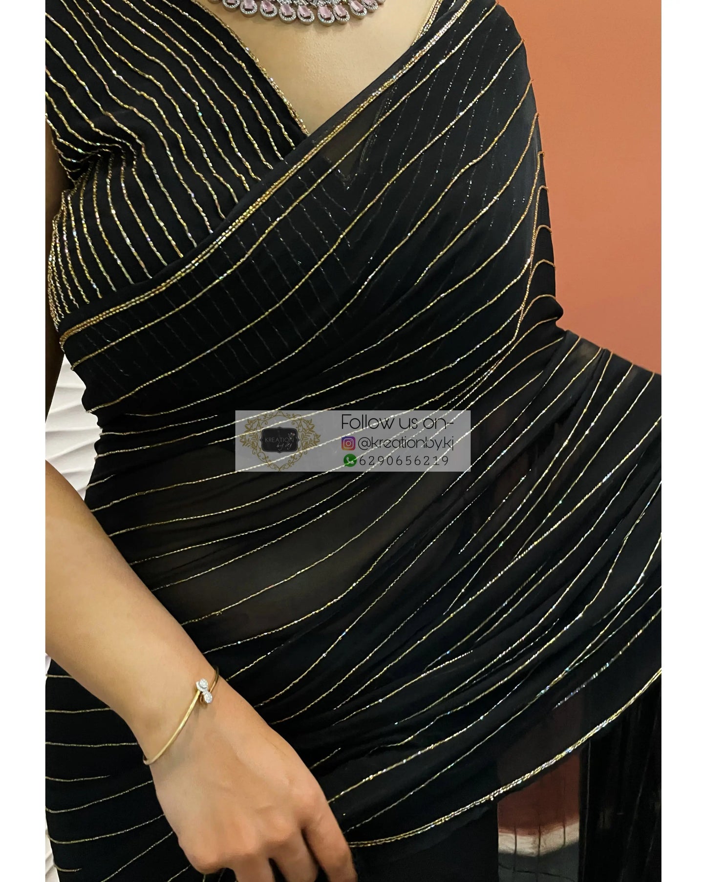Noorani Black Georgette Saree - kreationbykj