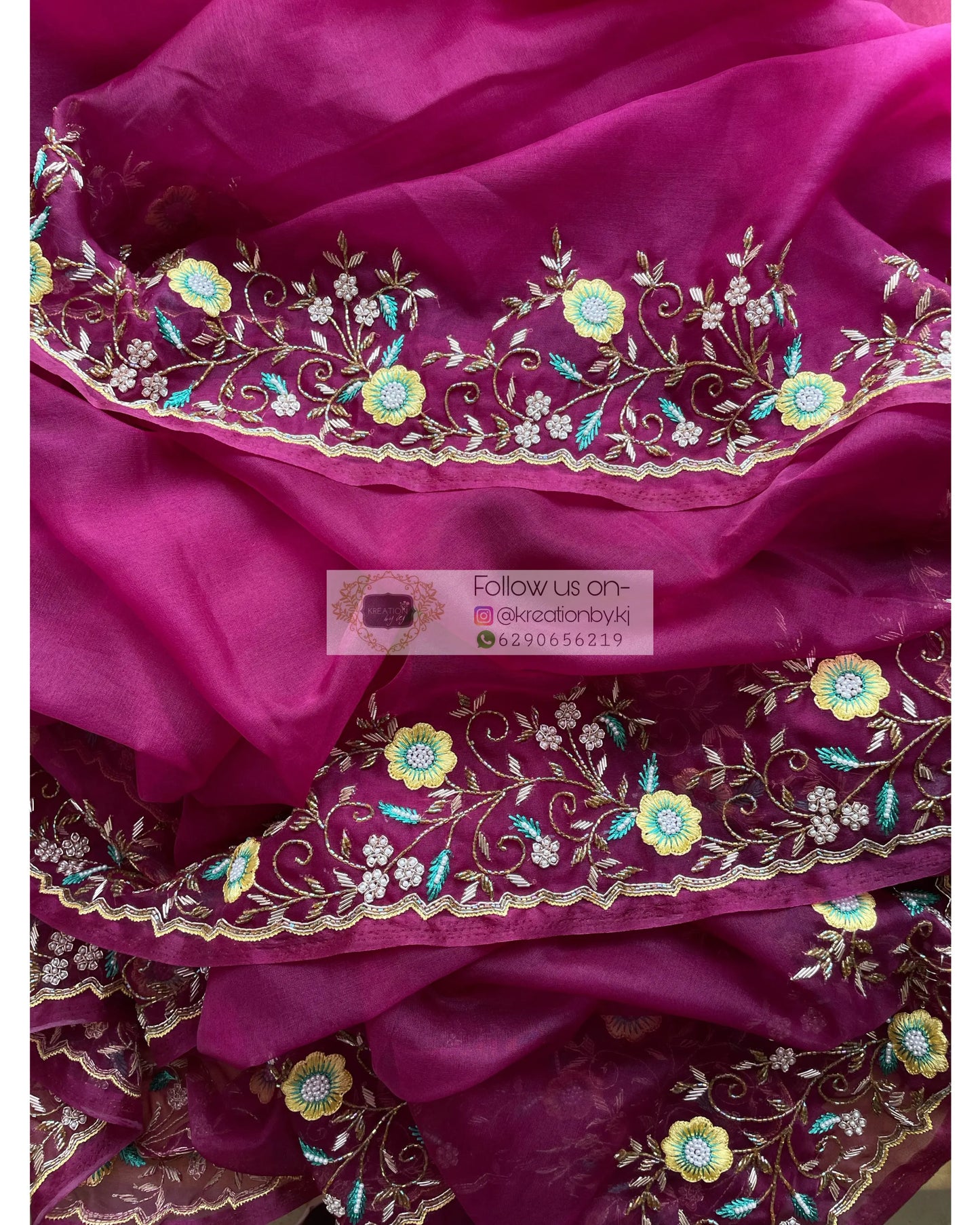 Pankhuri Wine Organza Saree - kreationbykj