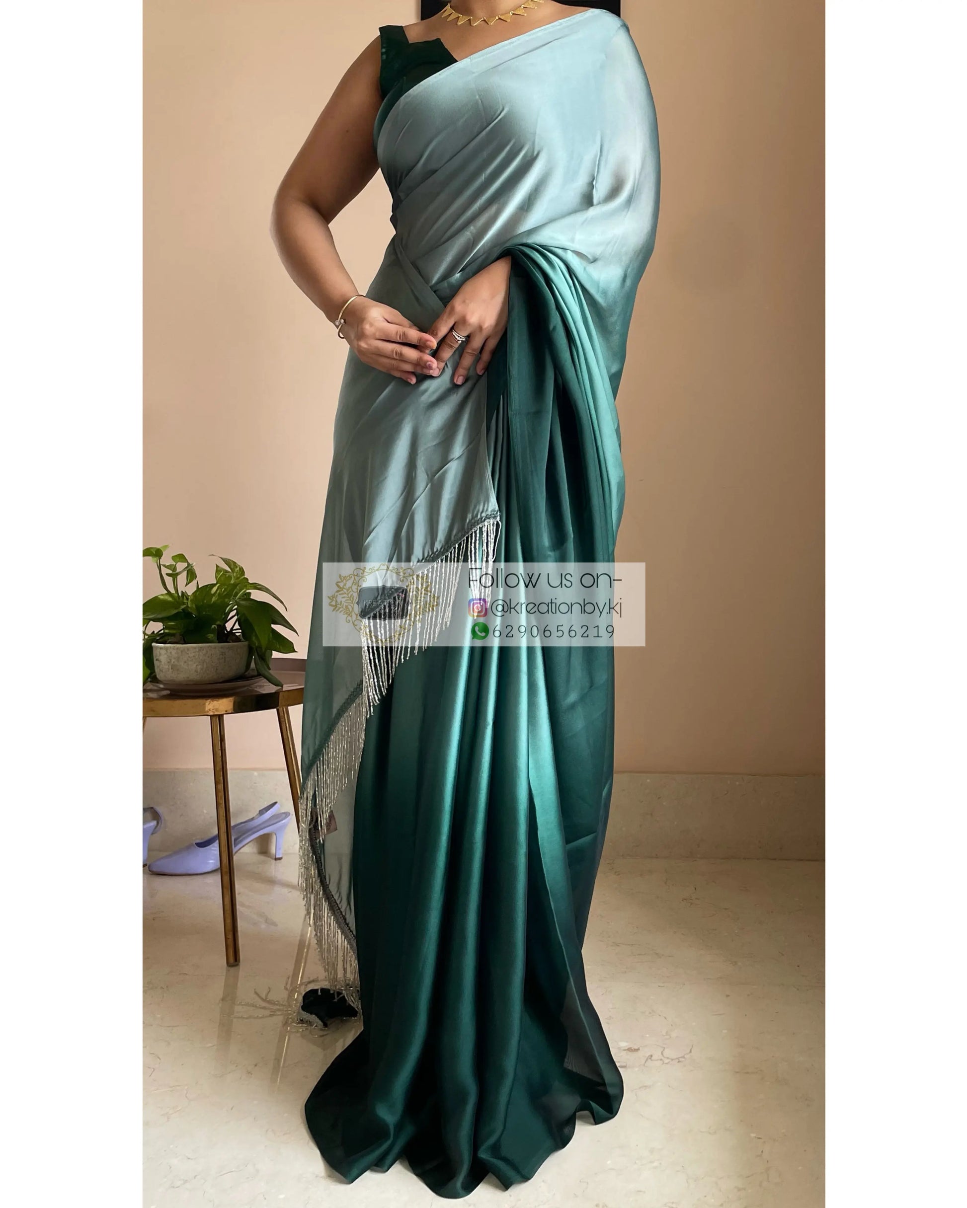 Agate Ombré Georgette Cocktail Saree kreationbykj