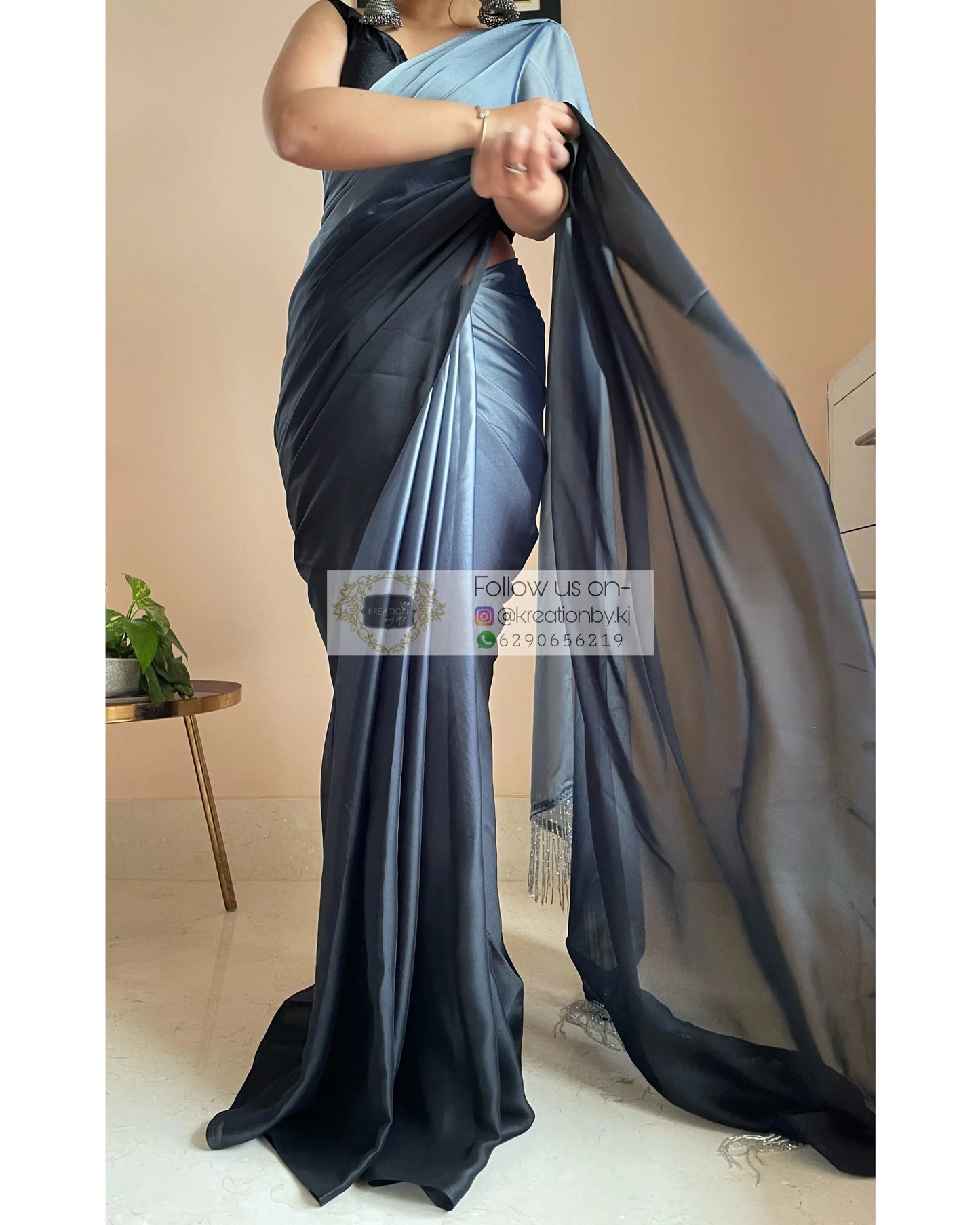 Badra Bahar Ombré Georgette Cocktail Saree kreationbykj