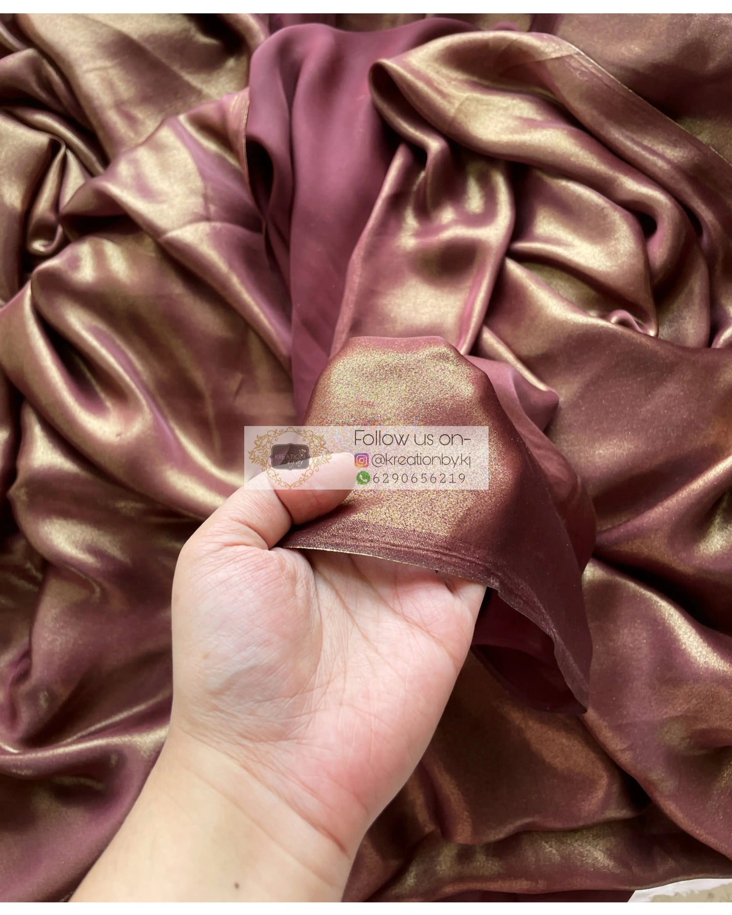 Molten Chocolate Brown Shimmer Satin Saree kreationbykj