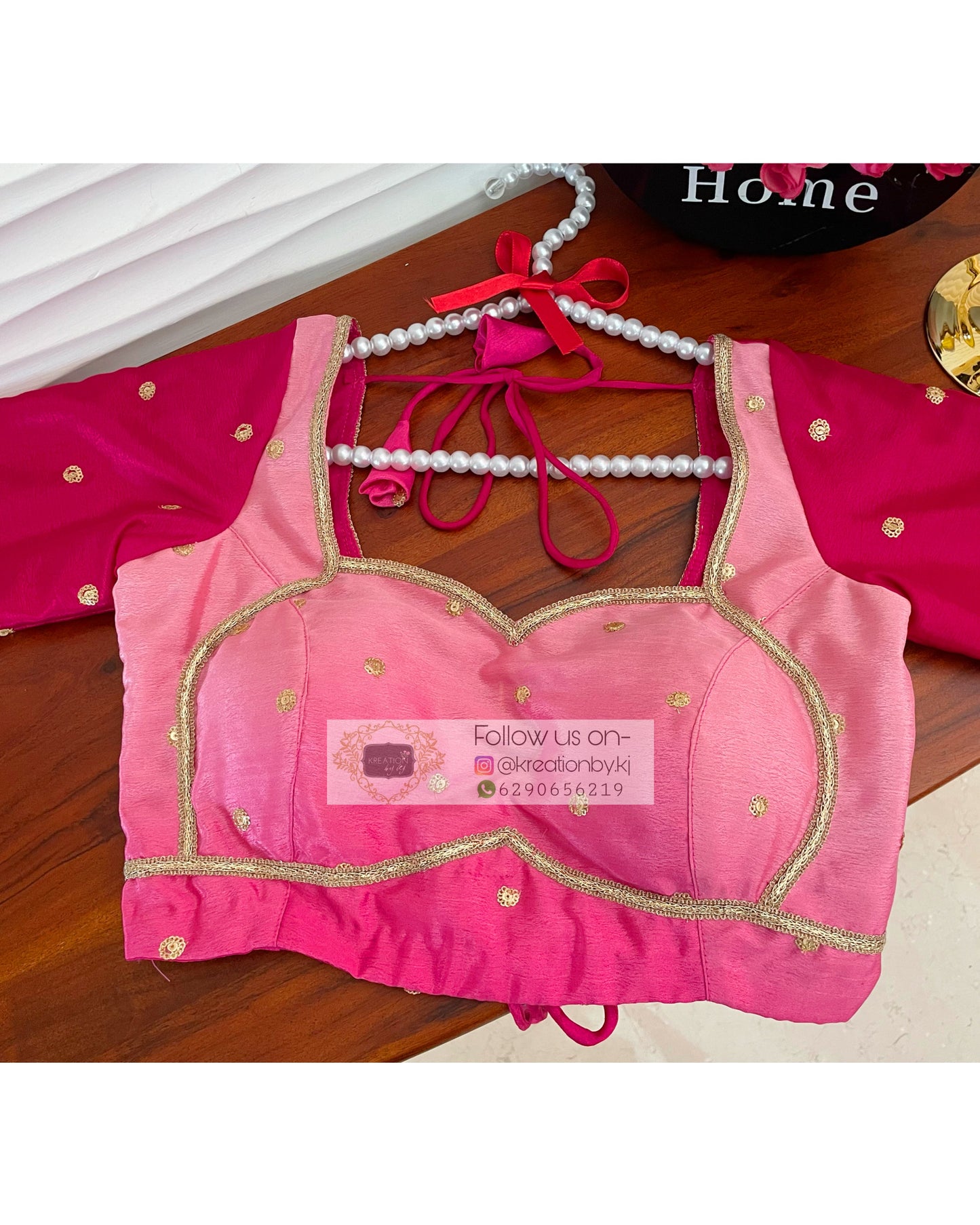 Pink Ombré Darbari Cut Blouse kreationbykj