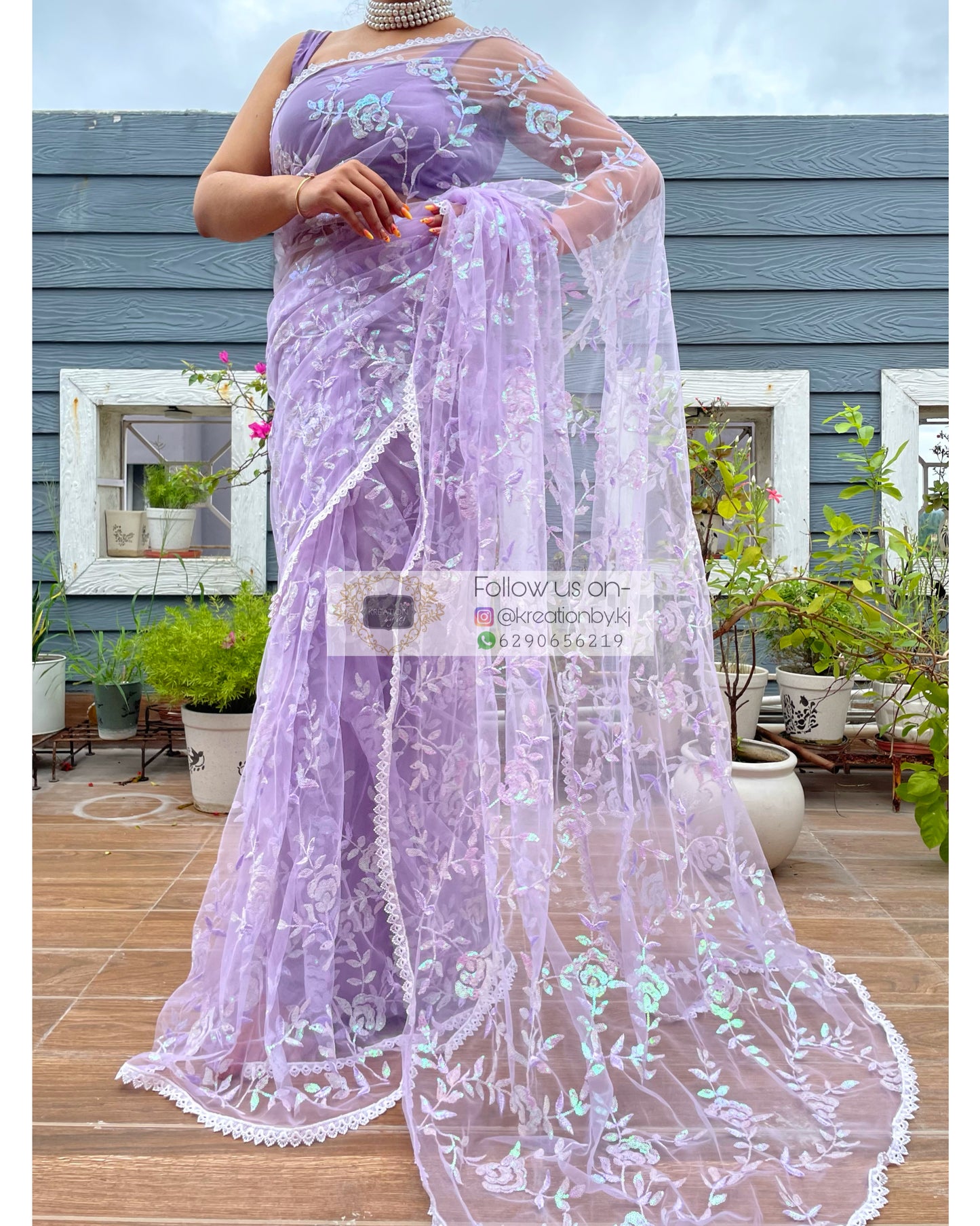 Lavender Bahar e Gul Saree