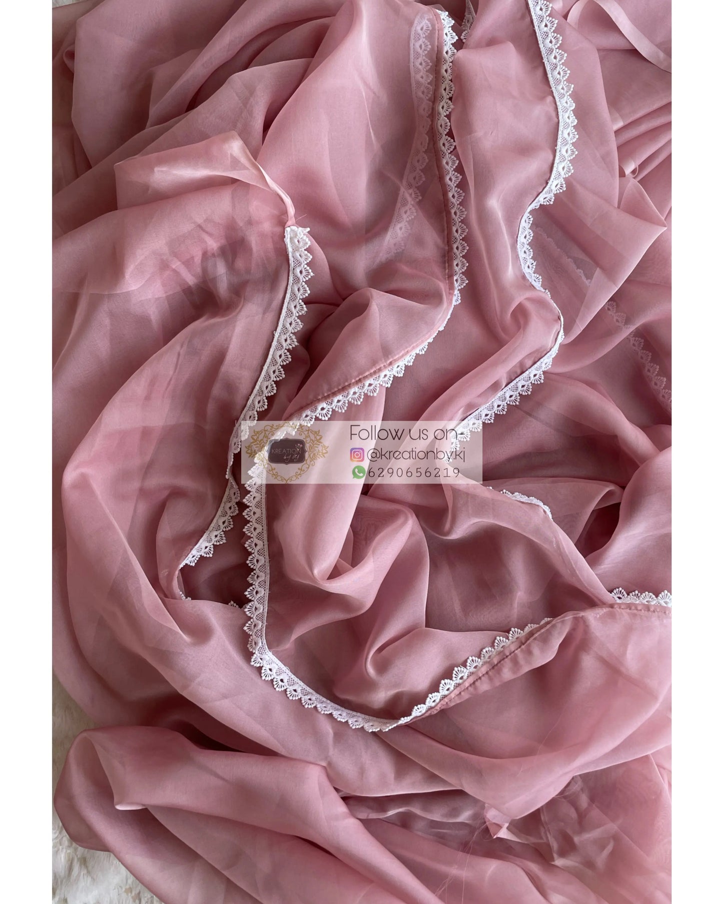 Mauve Organza Saree with Pearl Blouse Piec kreationbykj
