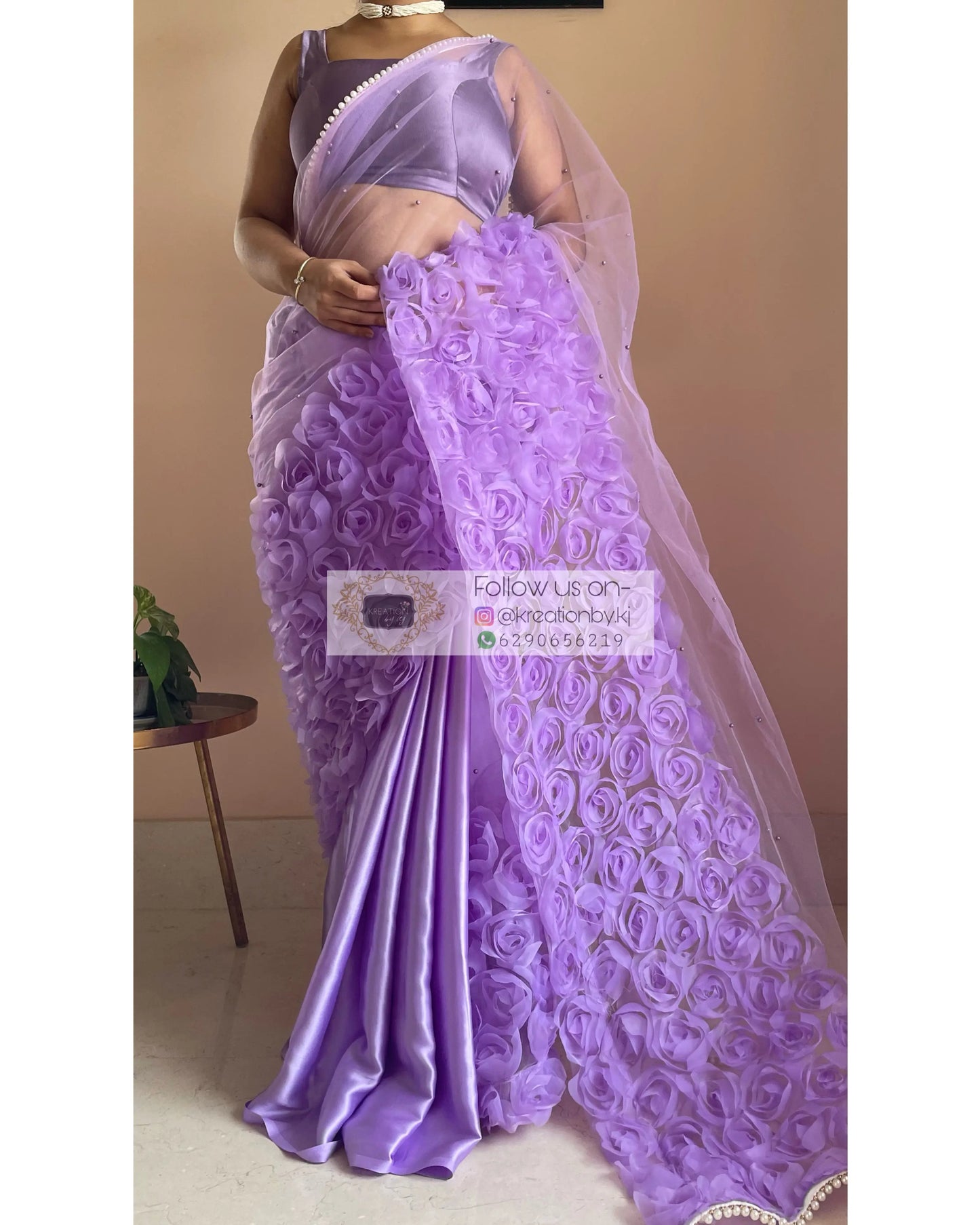Lavender Drama Queen Net Saree kreationbykj