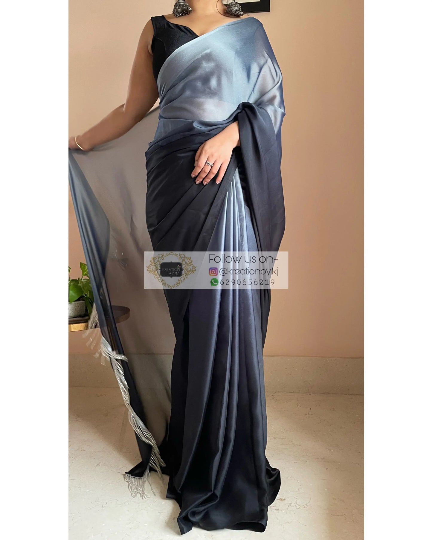 Badra Bahar Ombré Georgette Cocktail Saree kreationbykj