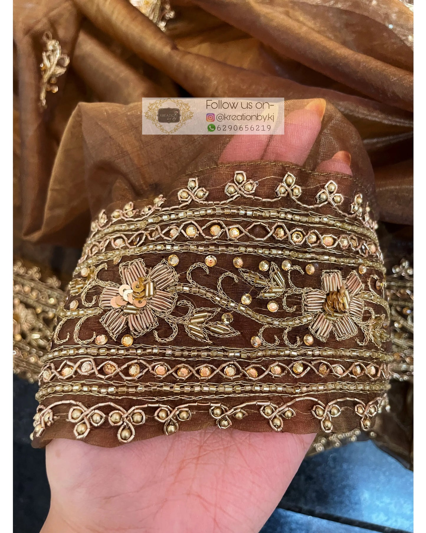 Brown Tissue Zarina Saree kreationbykj