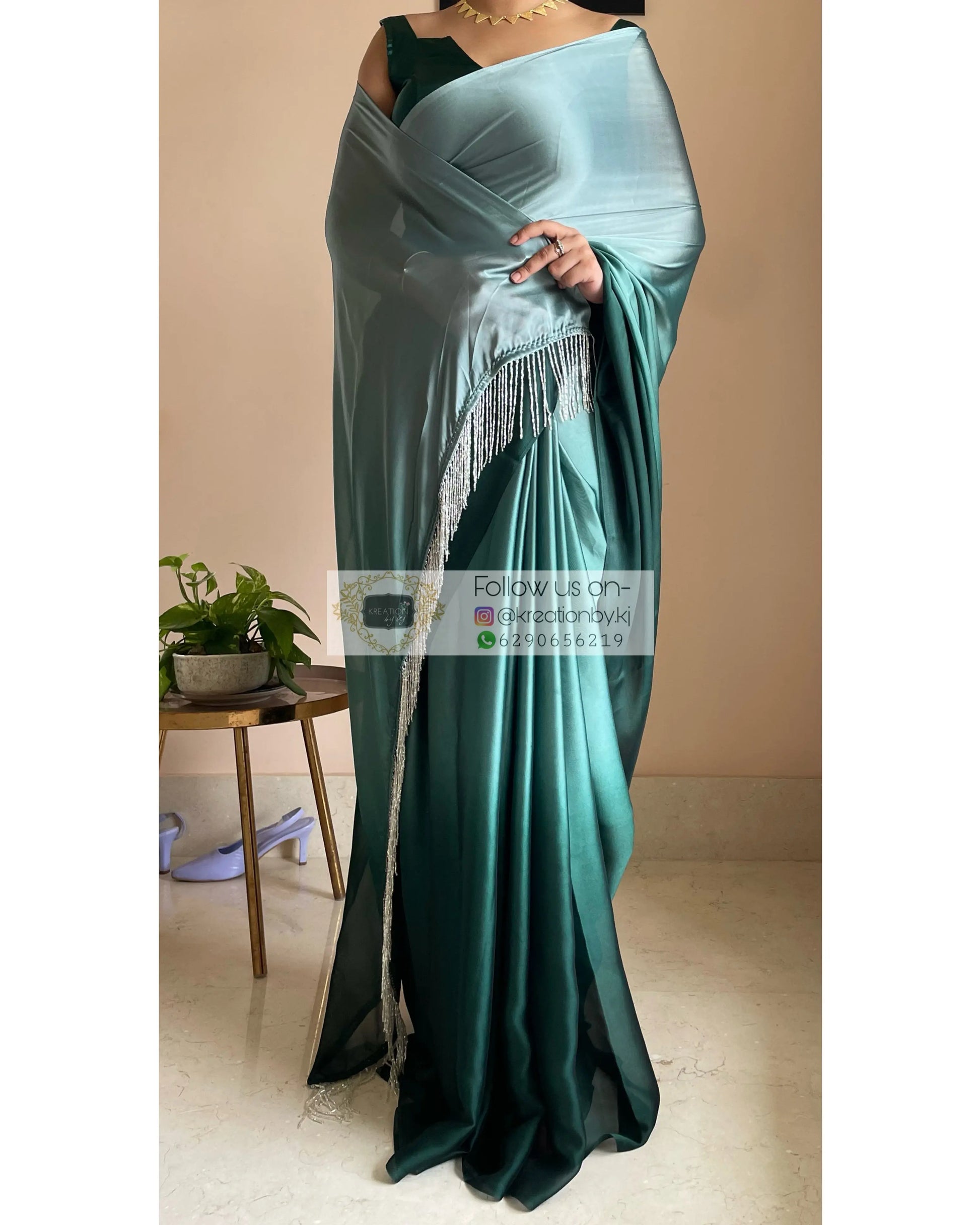 Agate Ombré Georgette Cocktail Saree kreationbykj