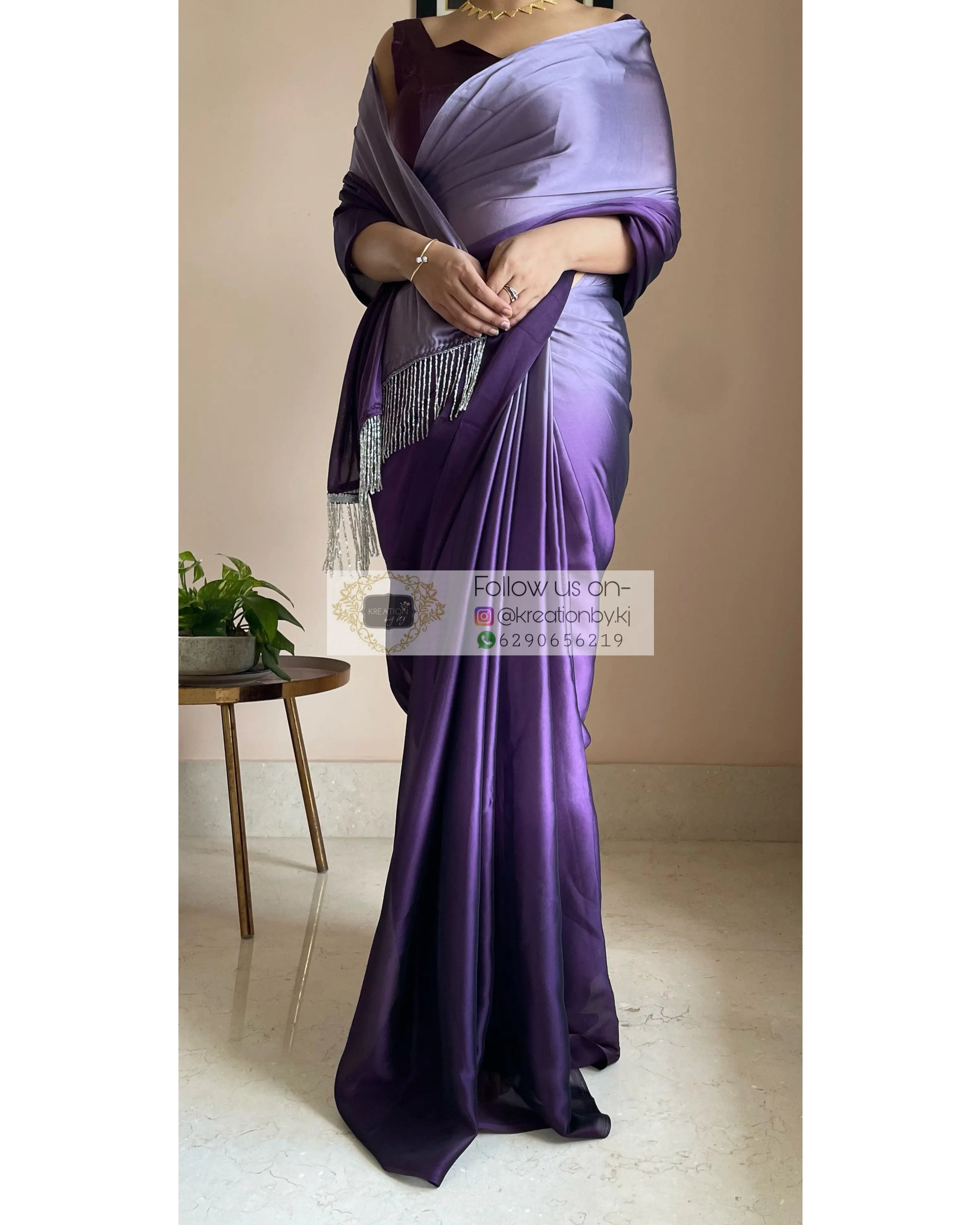 Amethyst Ombré Georgette Saree Bridesmaid kreationbykj
