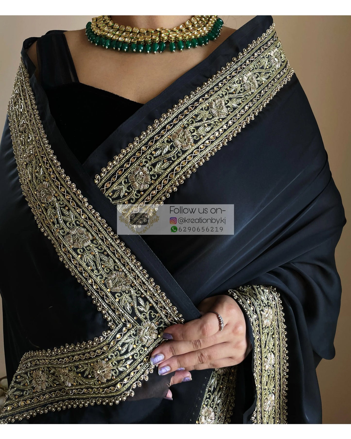 Black Zarina Saree - kreationbykj