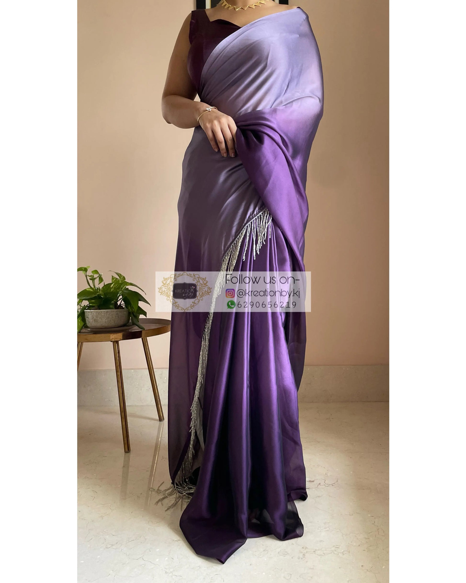 Amethyst Ombré Georgette Saree Bridesmaid kreationbykj