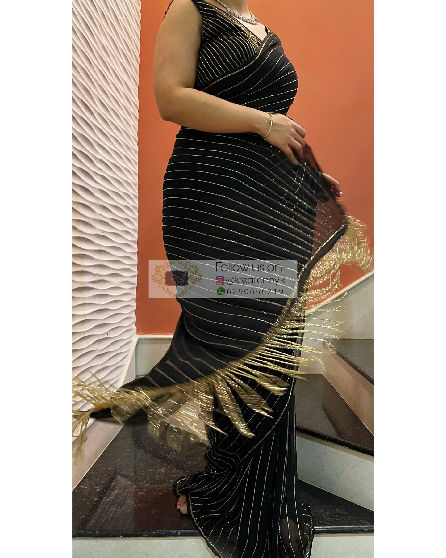 Noorani Black Georgette Saree - kreationbykj