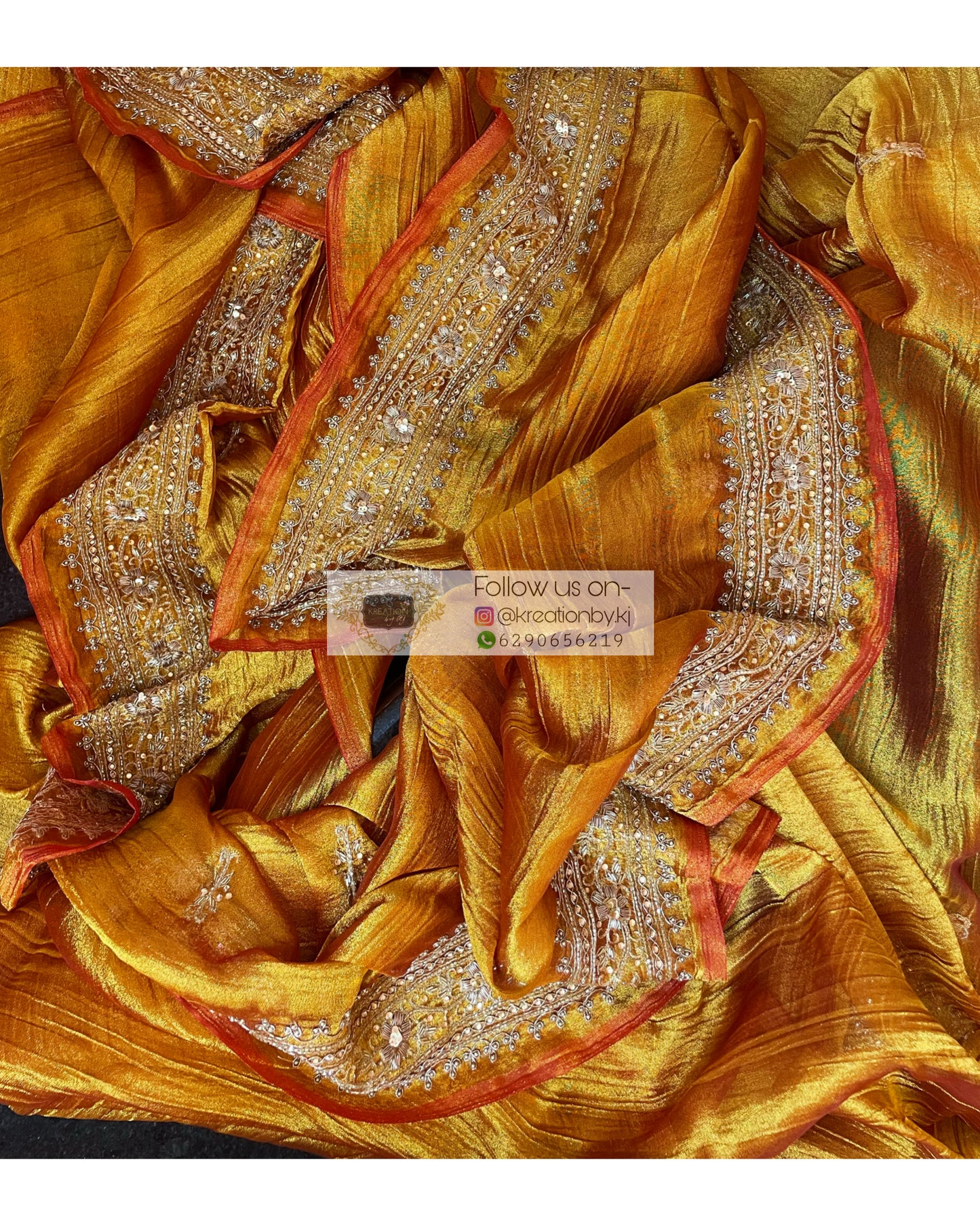 Fiery Gold Zari Tissue Zarina Saree