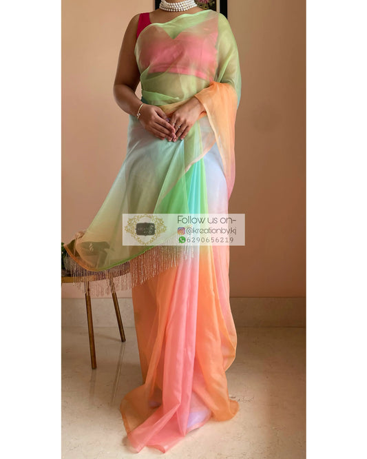 Candy Floss Ombré Saree For Wedding kreationbykj