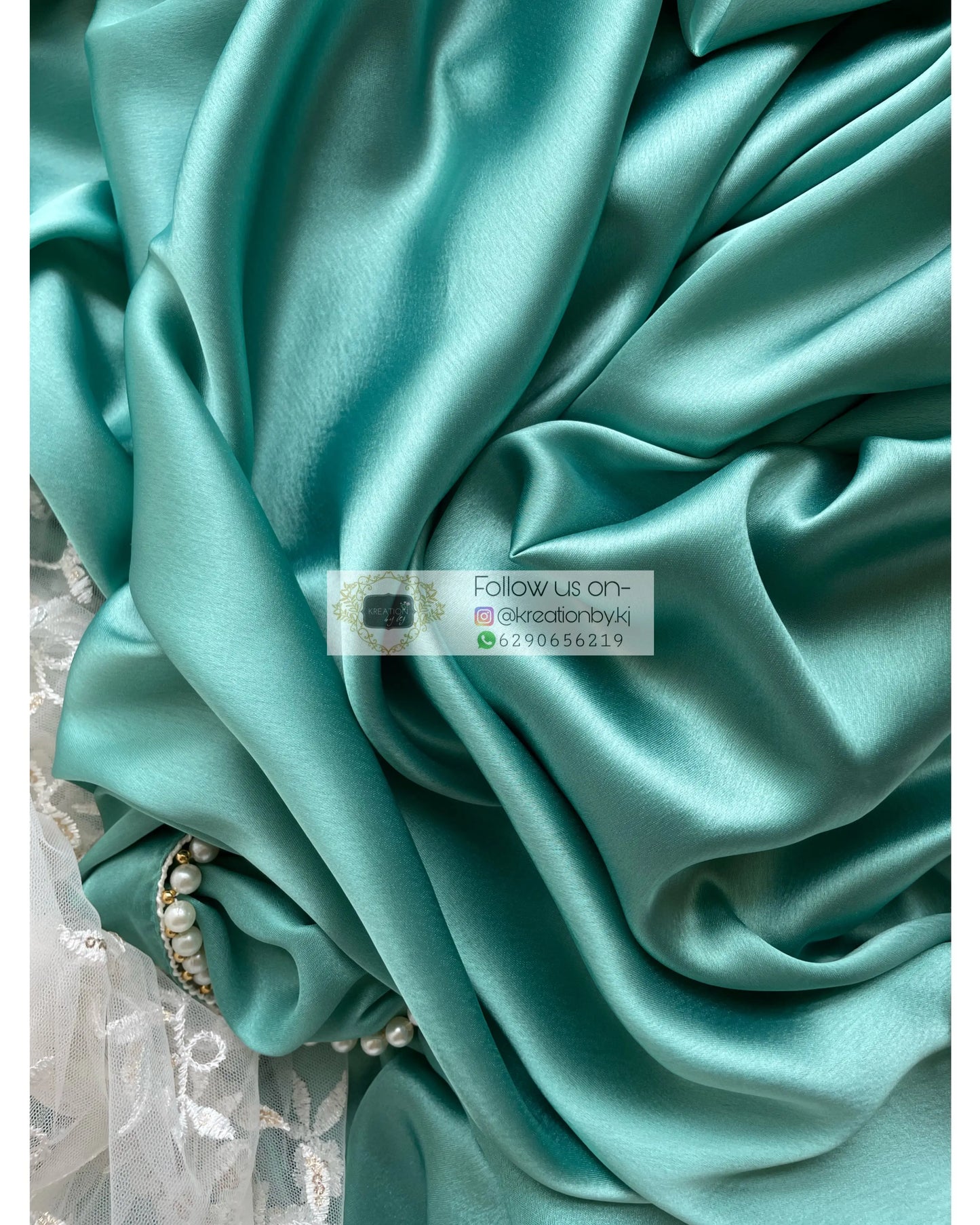 Turquoise Cherry Blossom Saree kreationbykj